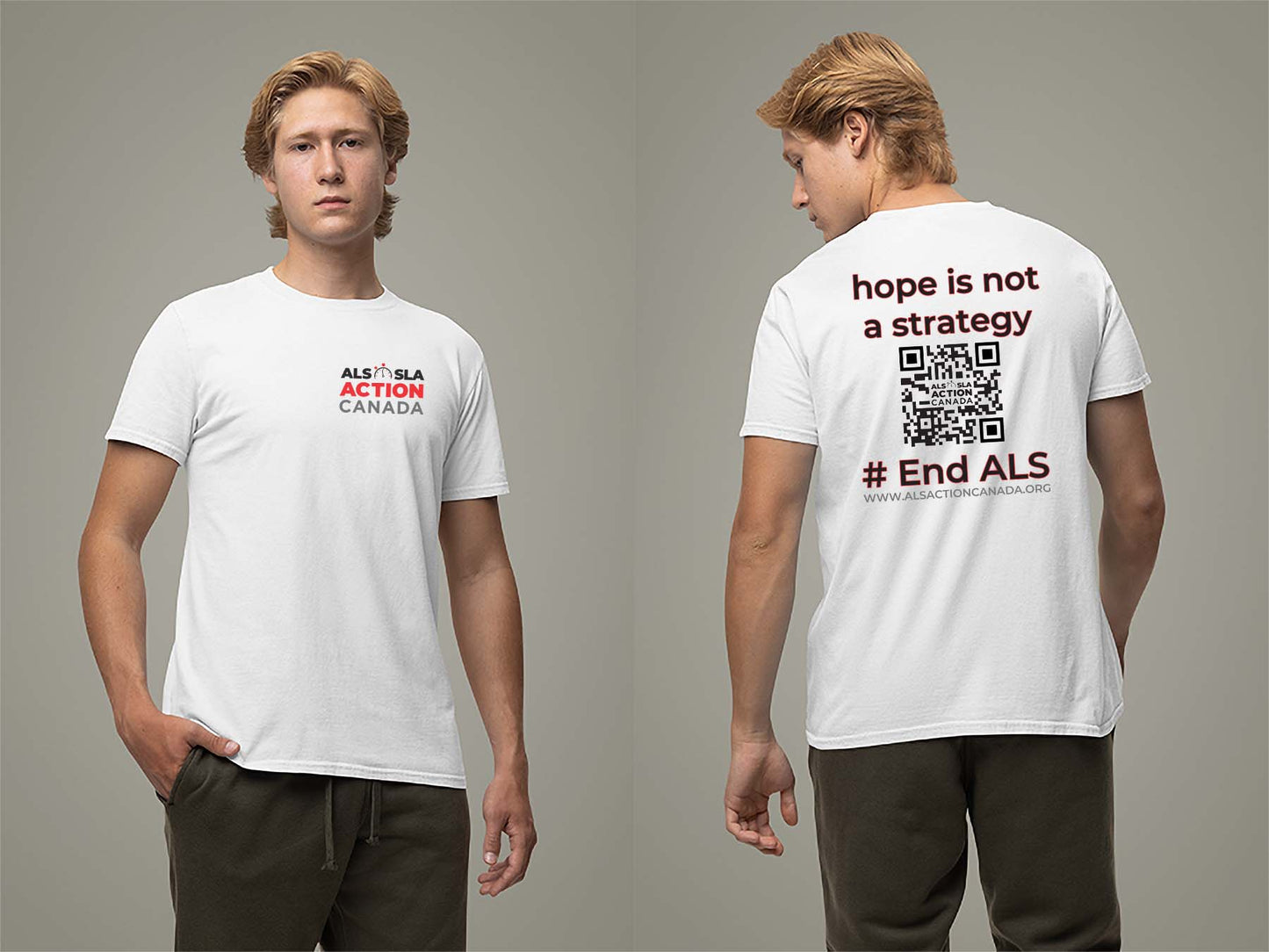 ALS Action Canada Hope is Not a Strategy T-Shirt Small White