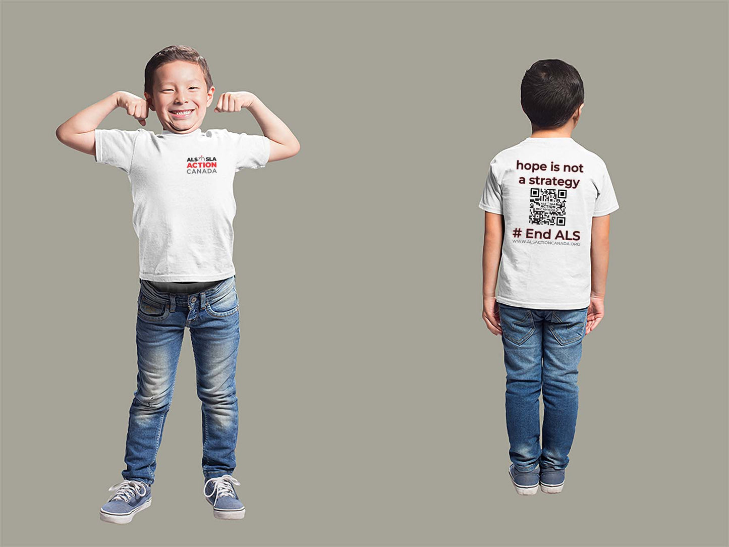 ALS Action Canada Hope is Not a Strategy Youth T-Shirt Youth Small White