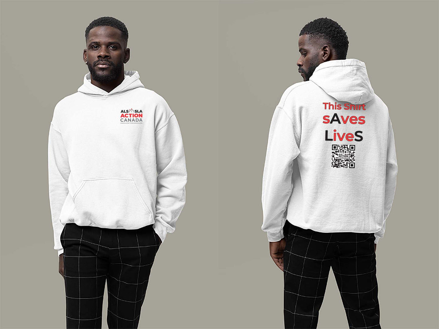 ALS Action Canada Saves Lives Hoodie Small White