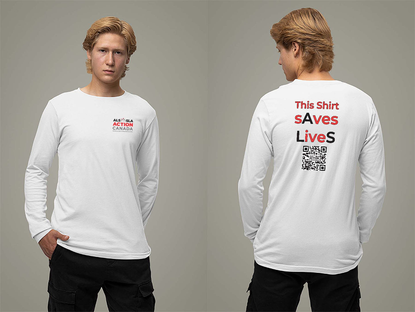 ALS Action Canada Saves Lives Long Sleeve Small White