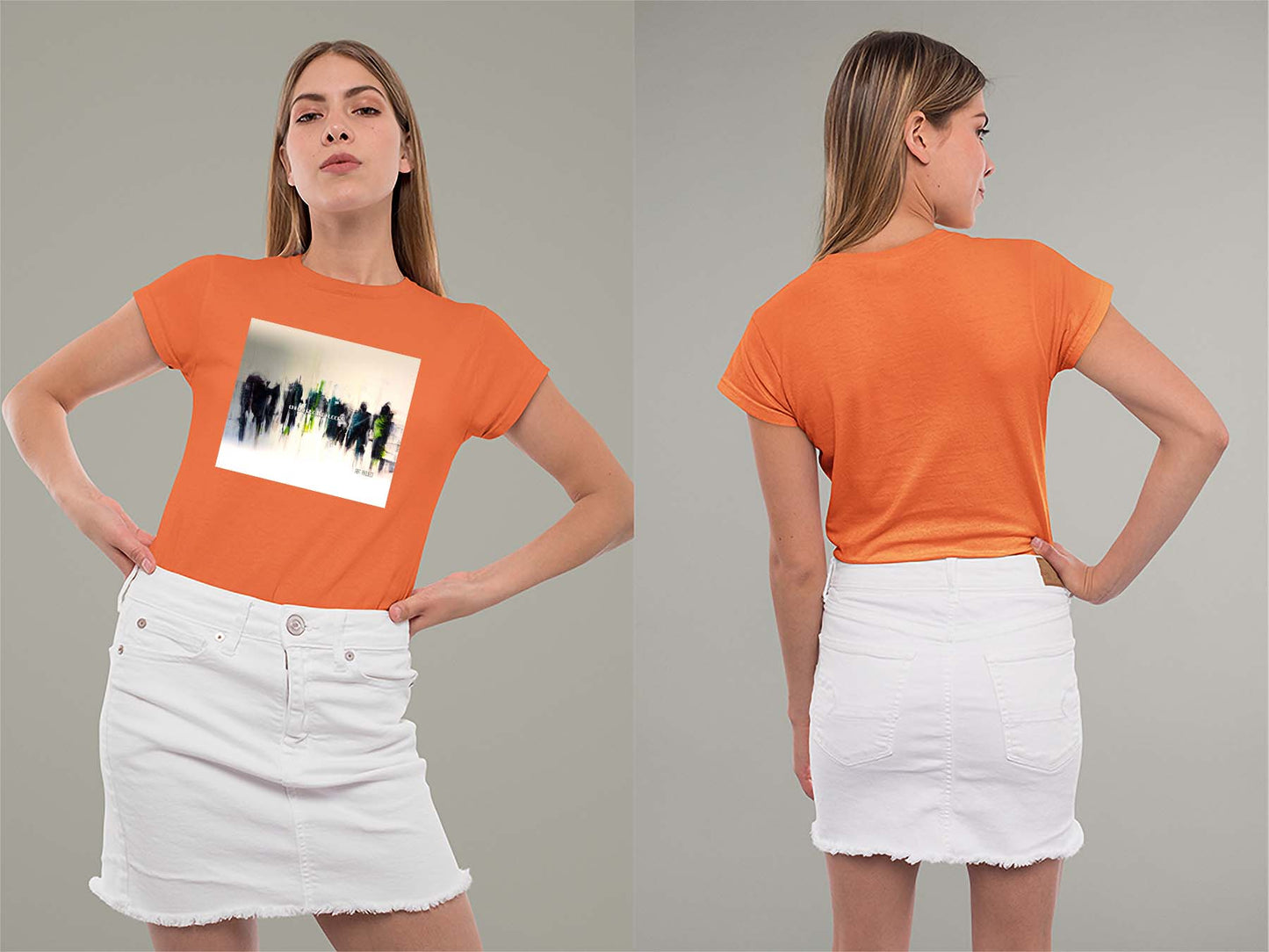 Art Project Ladies Crew (Round) Neck Shirt Small Orange