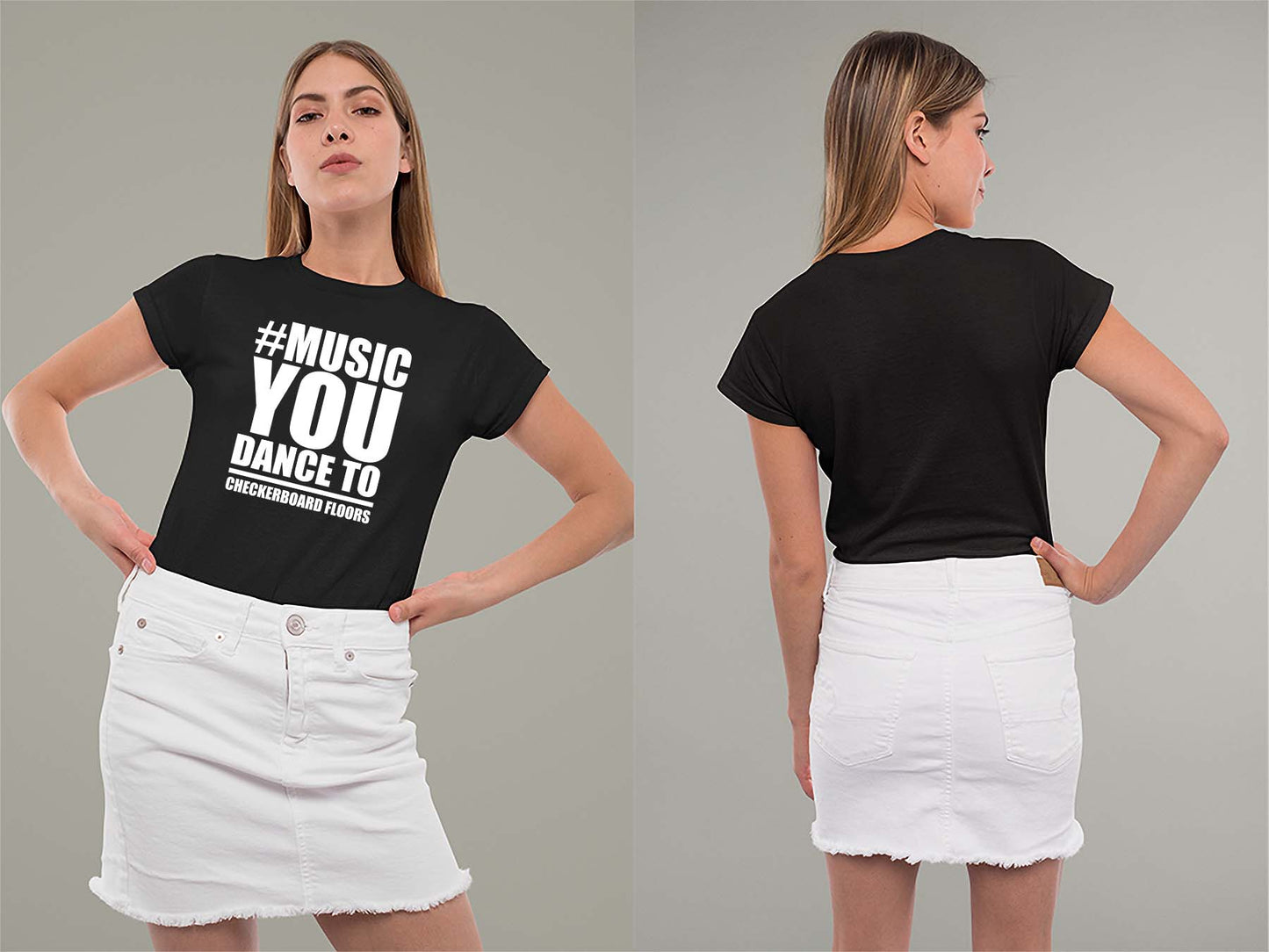 Music You Dance To Ladies Crew (Round) Neck Shirt Small Black