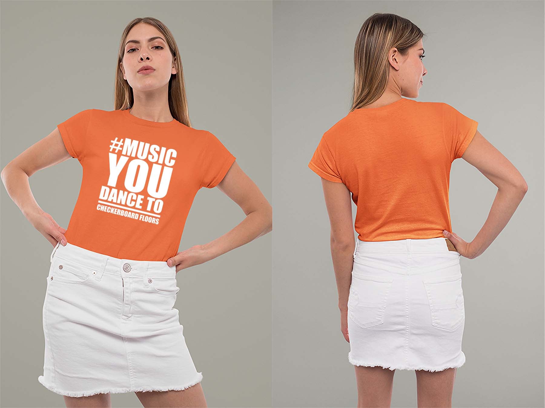 Music You Dance To Ladies Crew (Round) Neck Shirt Small Orange