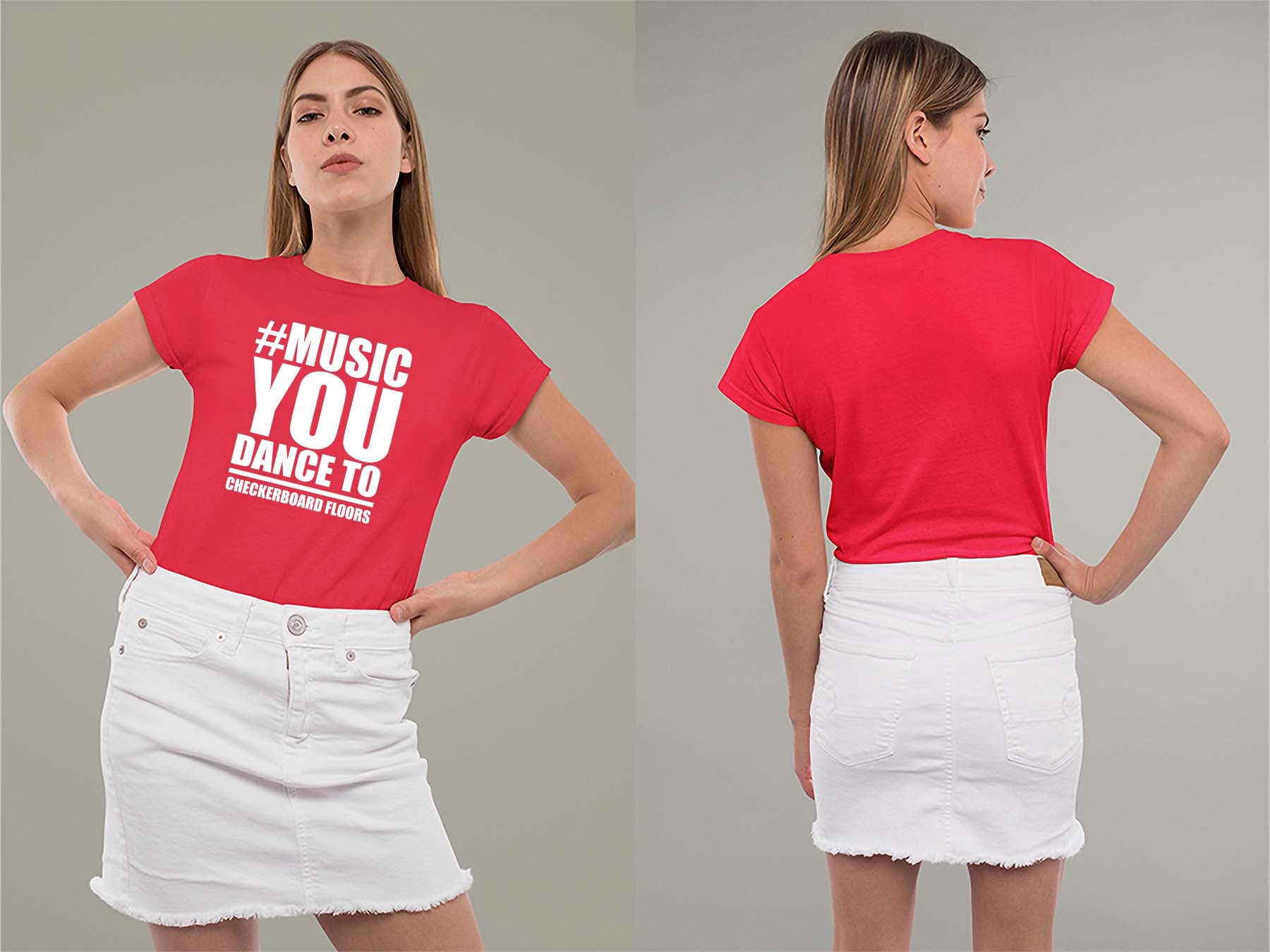 Music You Dance To Ladies Crew (Round) Neck Shirt Small Red