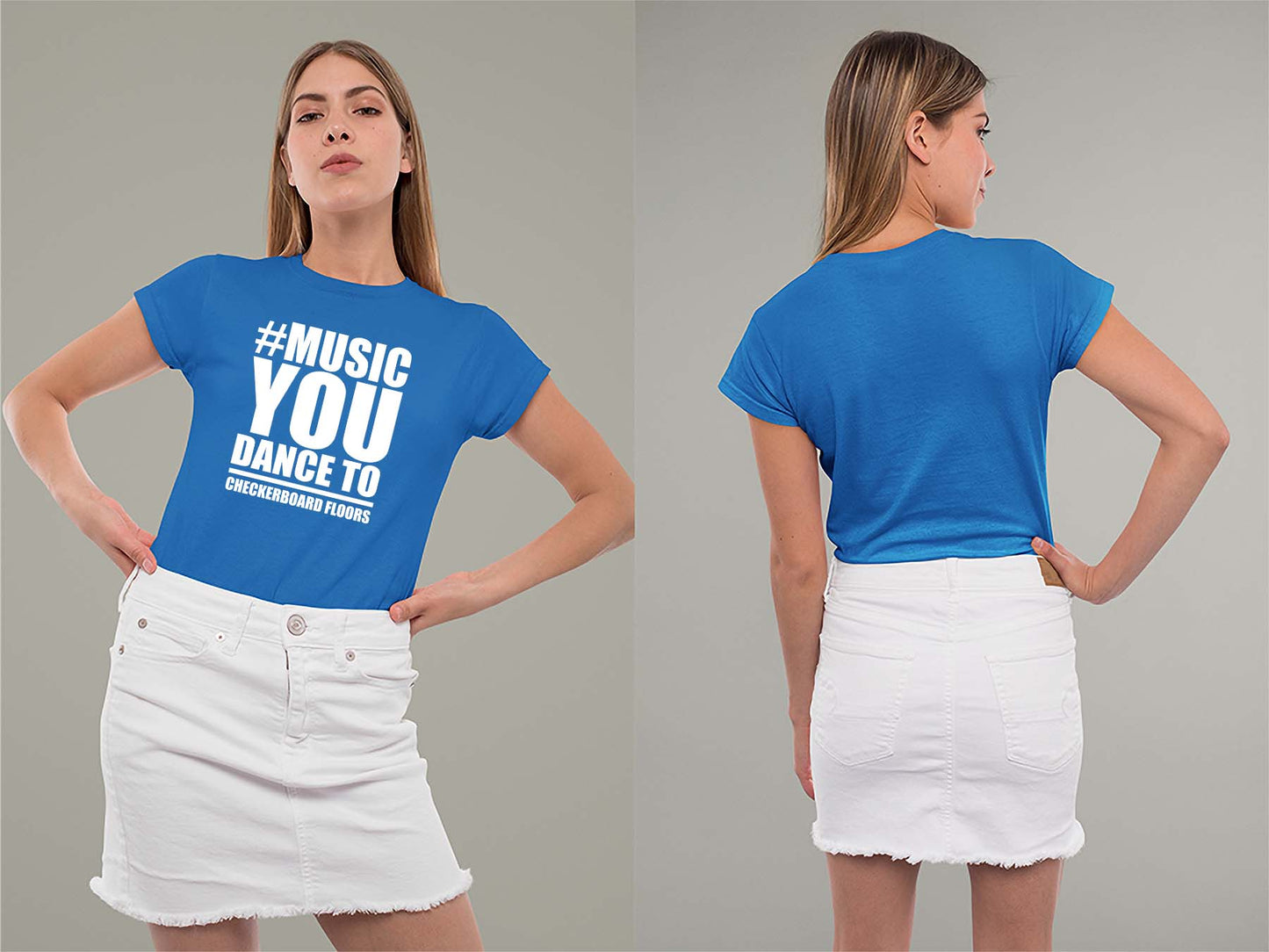 Music You Dance To Ladies Crew (Round) Neck Shirt Small Royal