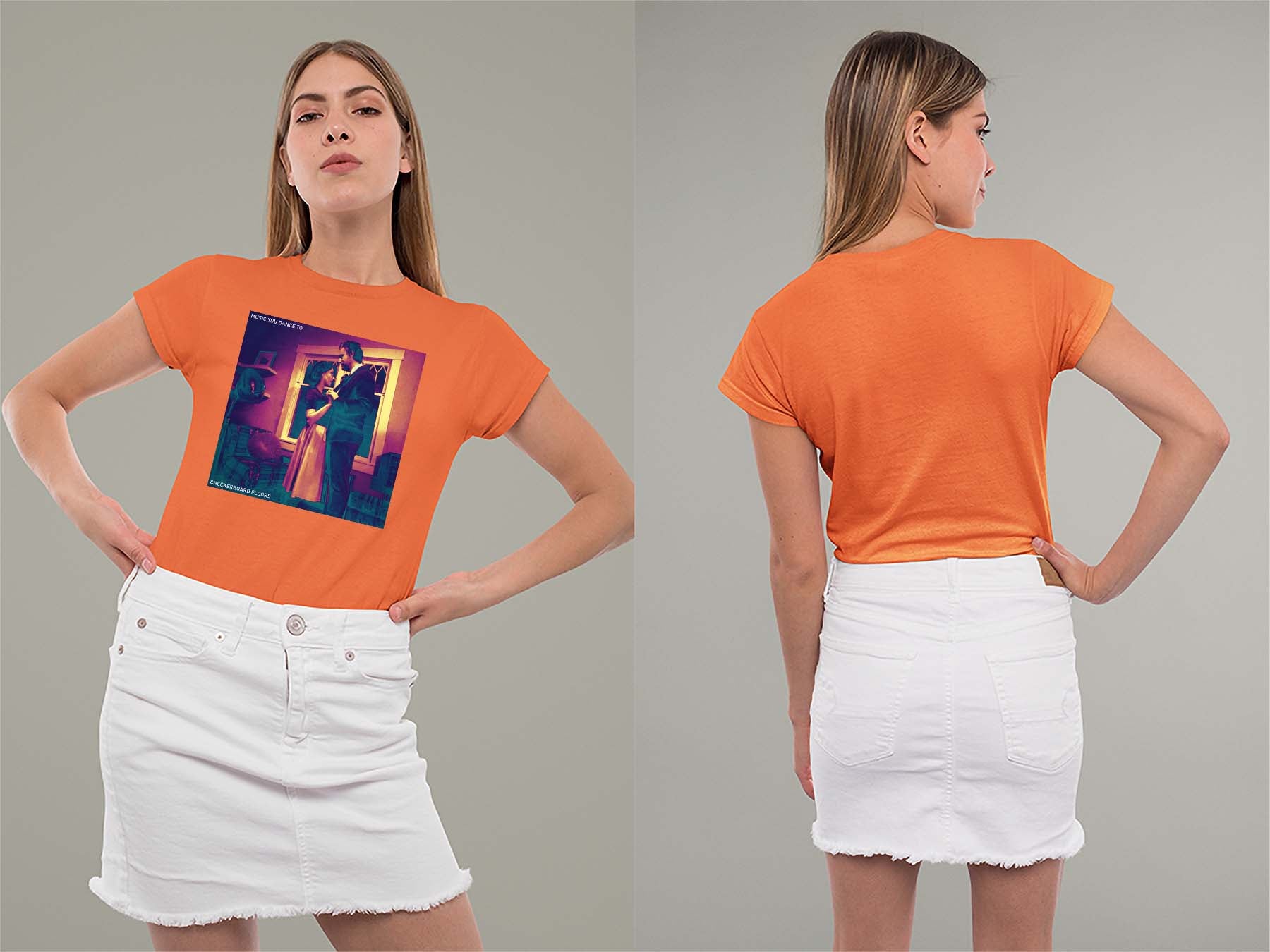 Music You Dance To Cover Ladies Crew (Round) Neck Shirt Small Orange