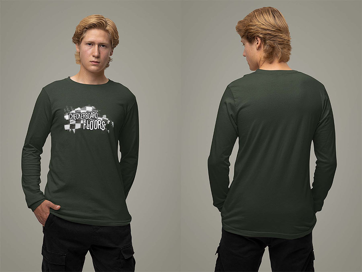 Painted Map Long Sleeve Small Forest Green