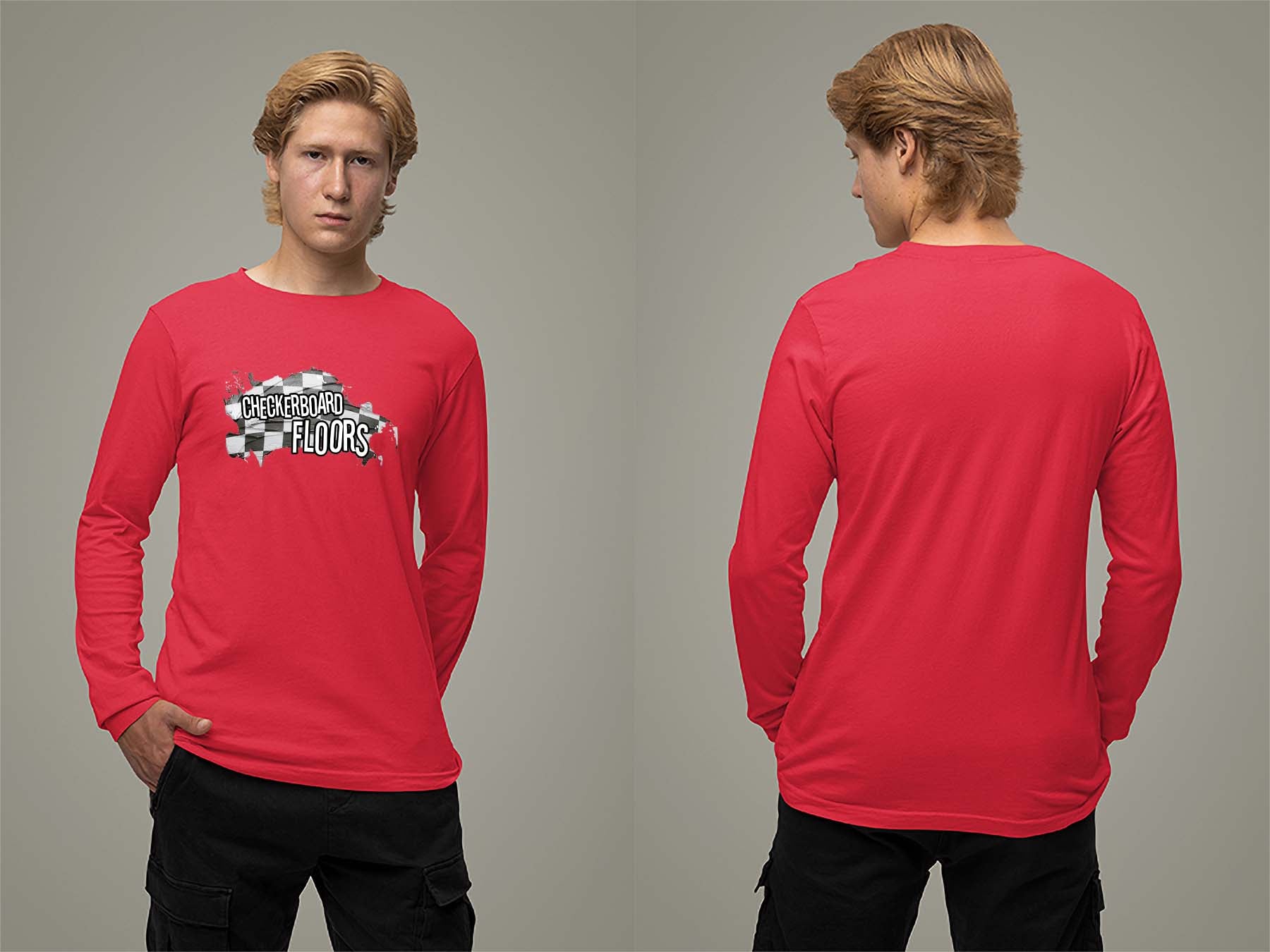 Painted Map Long Sleeve Small Red