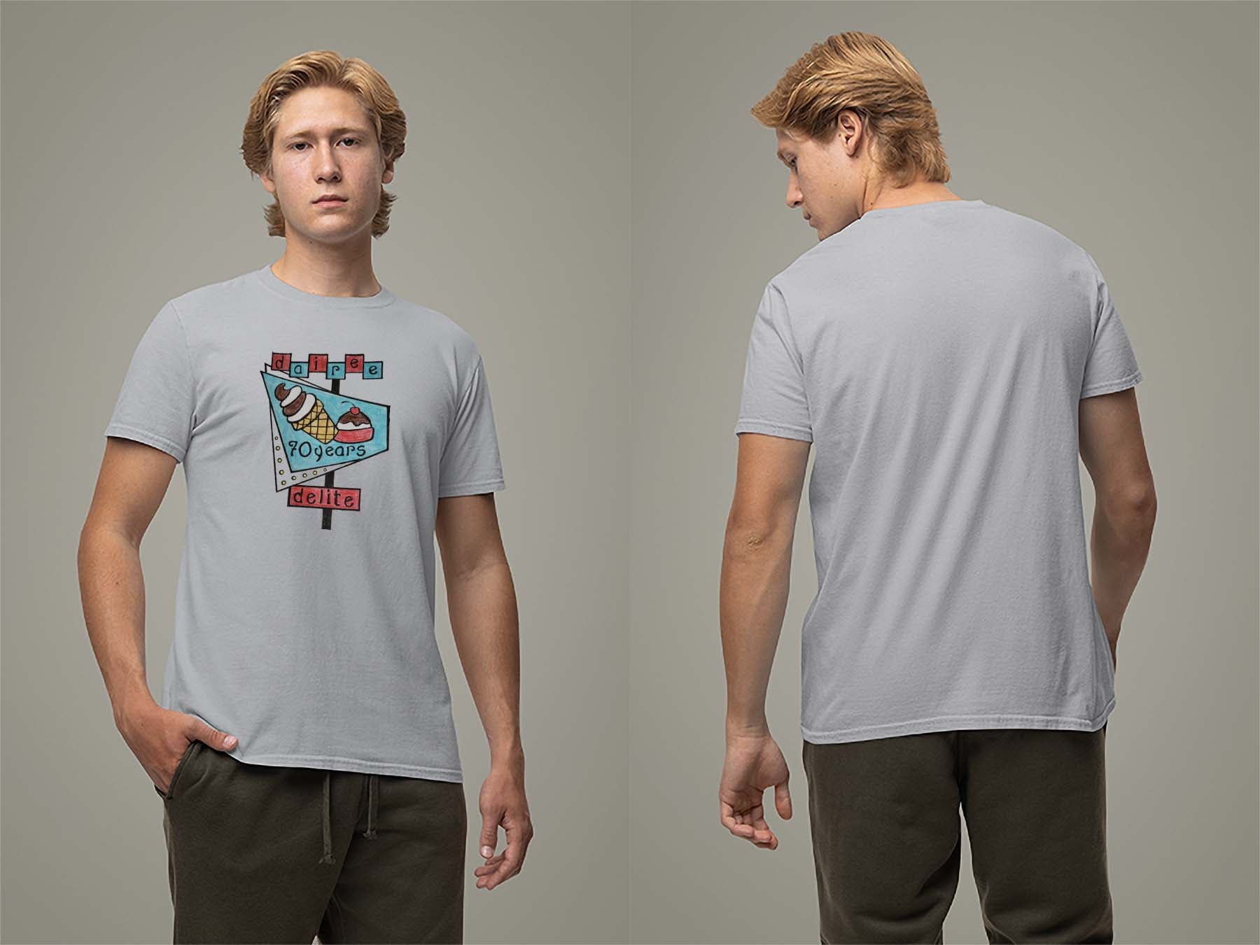 70th Anniversary Retro Sign T-Shirt Small Sport Grey