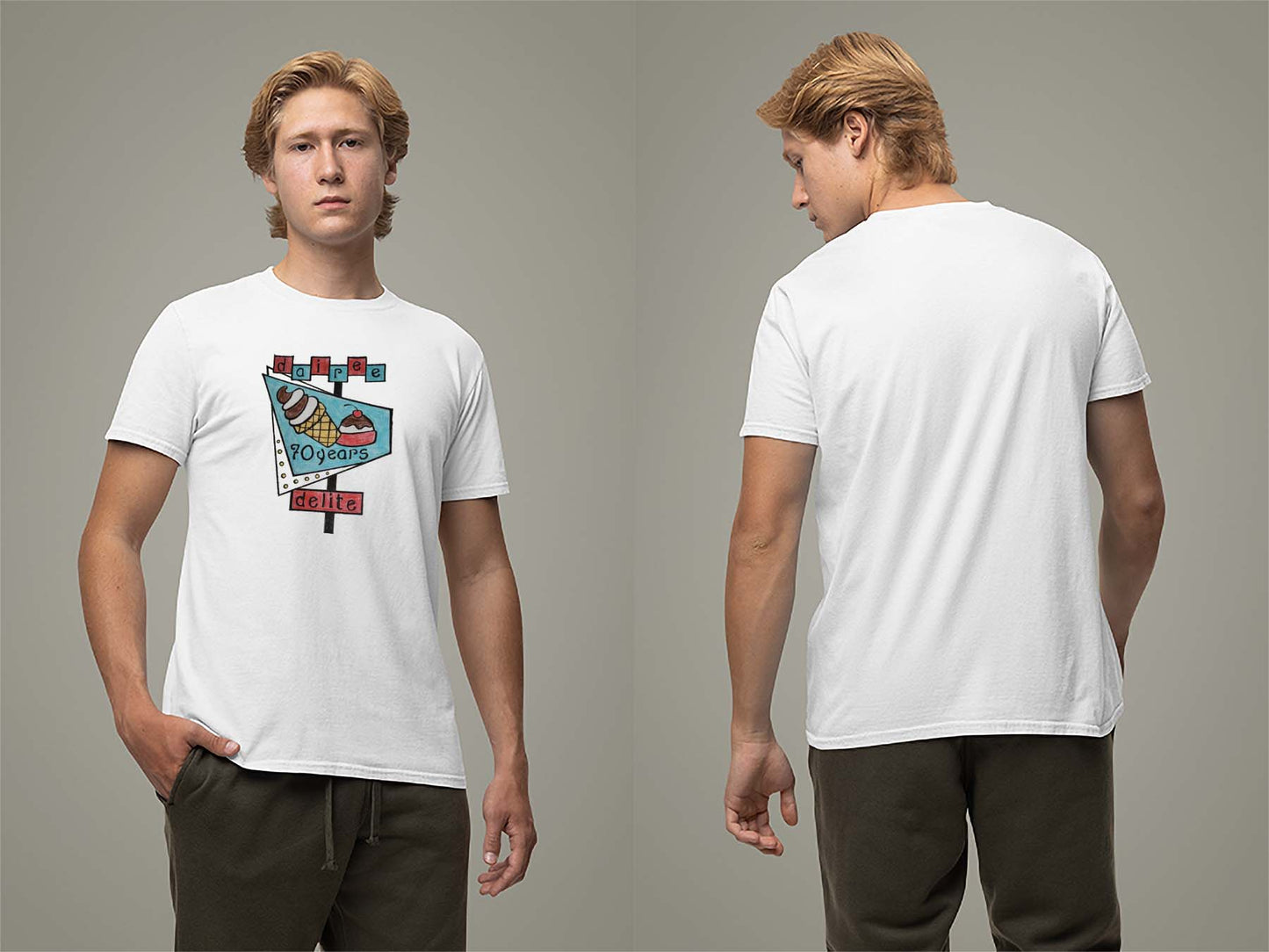 70th Anniversary Retro Sign T-Shirt Small White