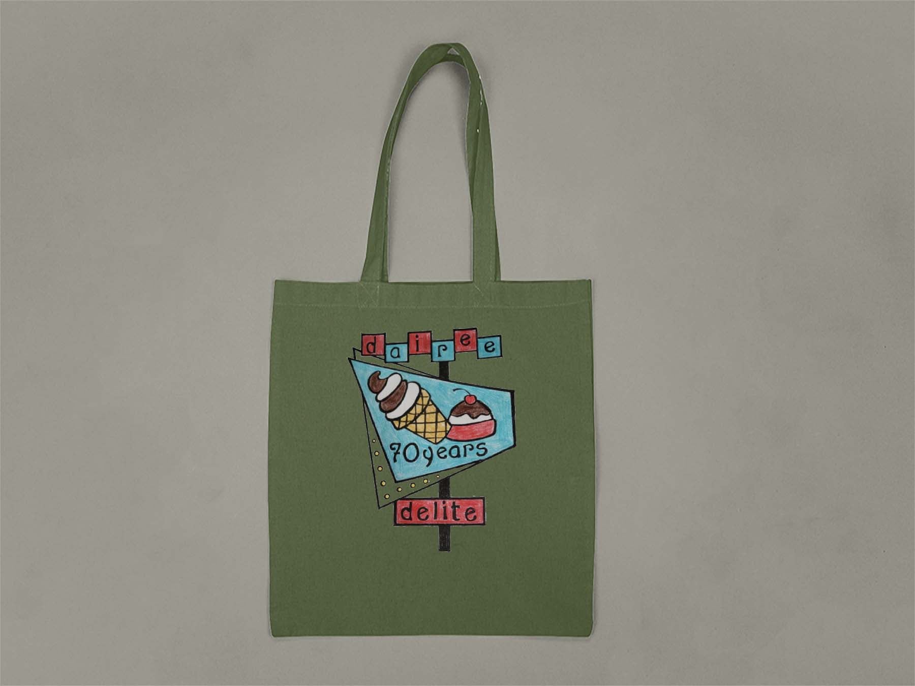 70th Anniversary Retro Sign Tote Bag  Forest Green