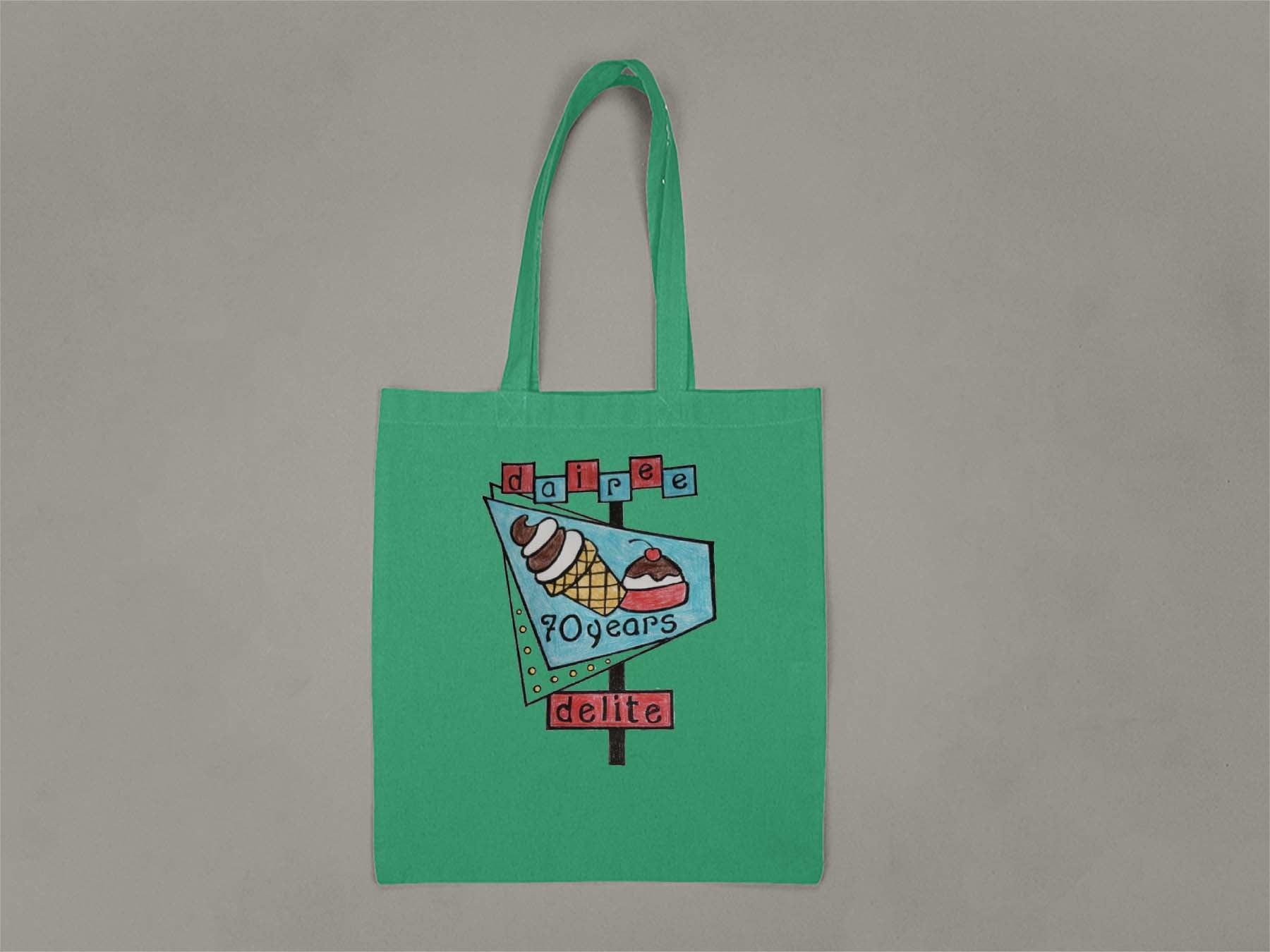 70th Anniversary Retro Sign Tote Bag  Kelly Green