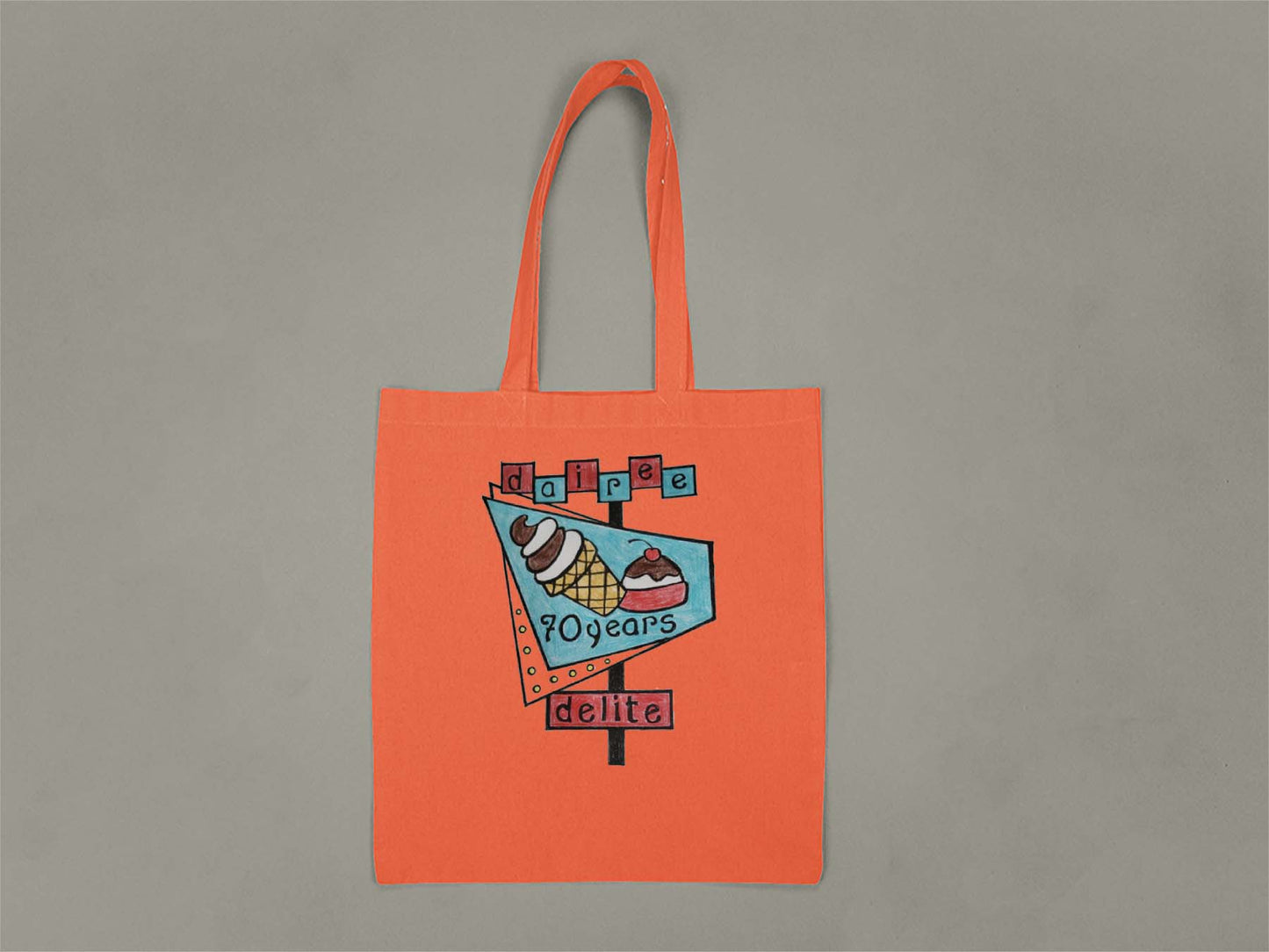 70th Anniversary Retro Sign Tote Bag  Orange