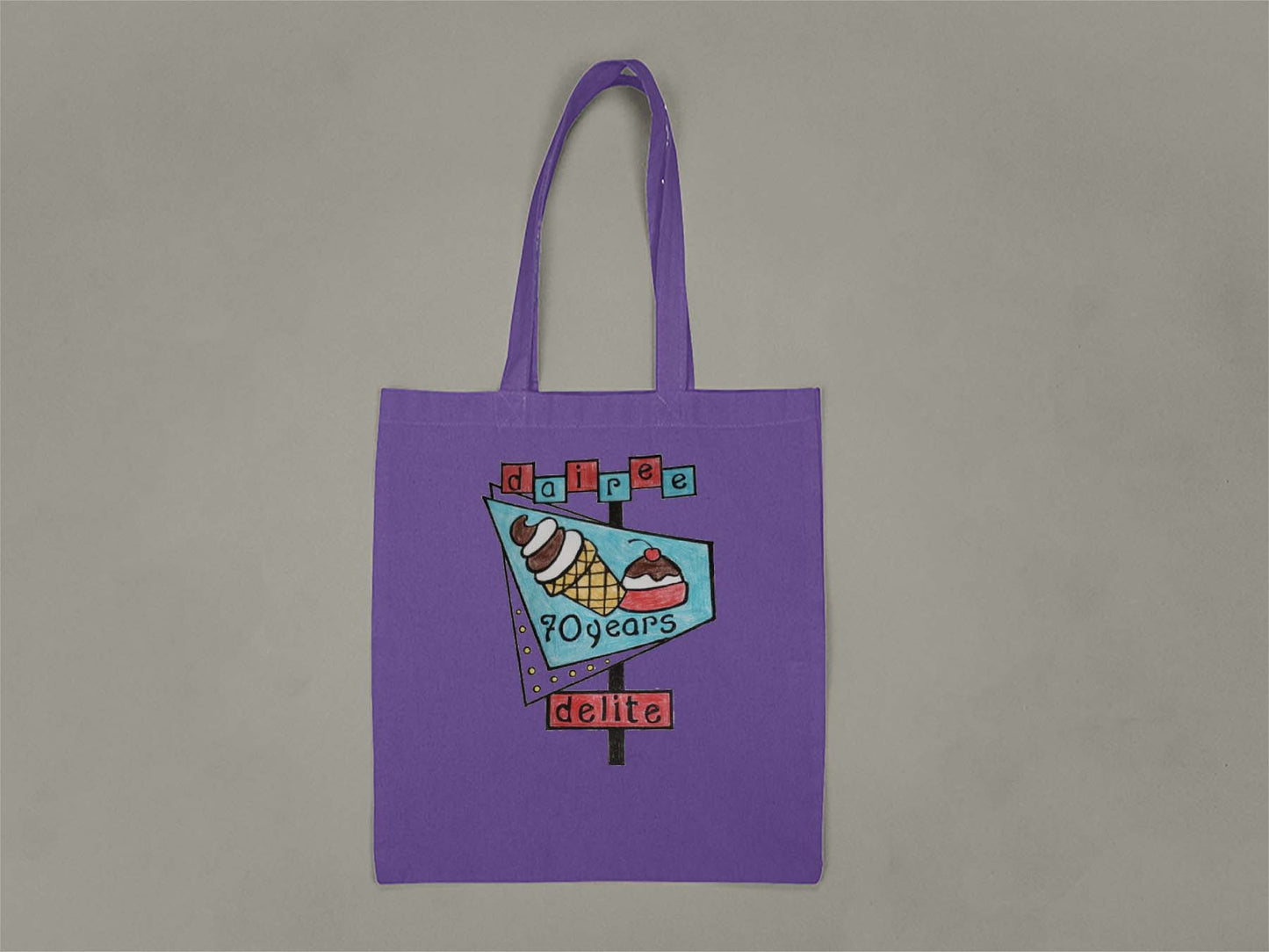 70th Anniversary Retro Sign Tote Bag  Purple