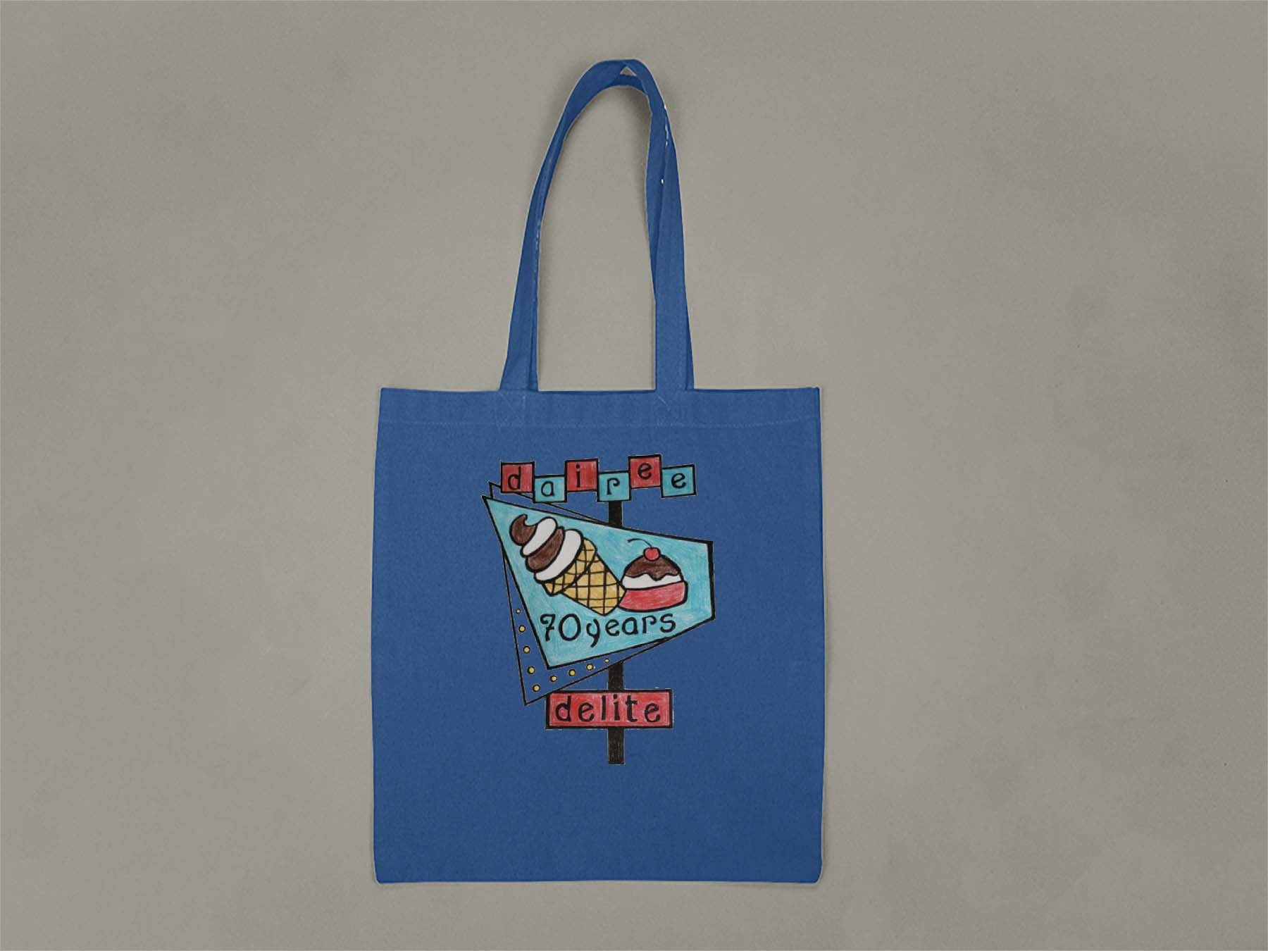 70th Anniversary Retro Sign Tote Bag  Royal