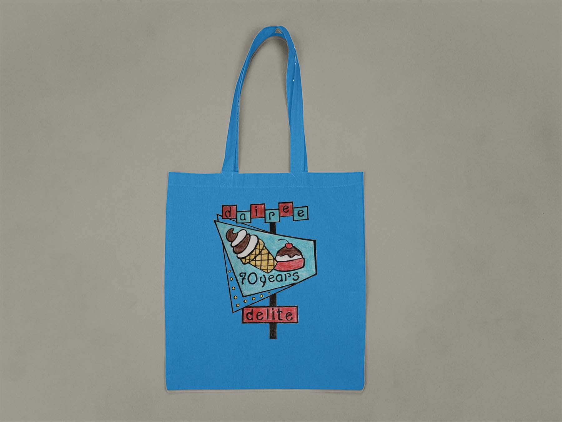 70th Anniversary Retro Sign Tote Bag  Sapphire