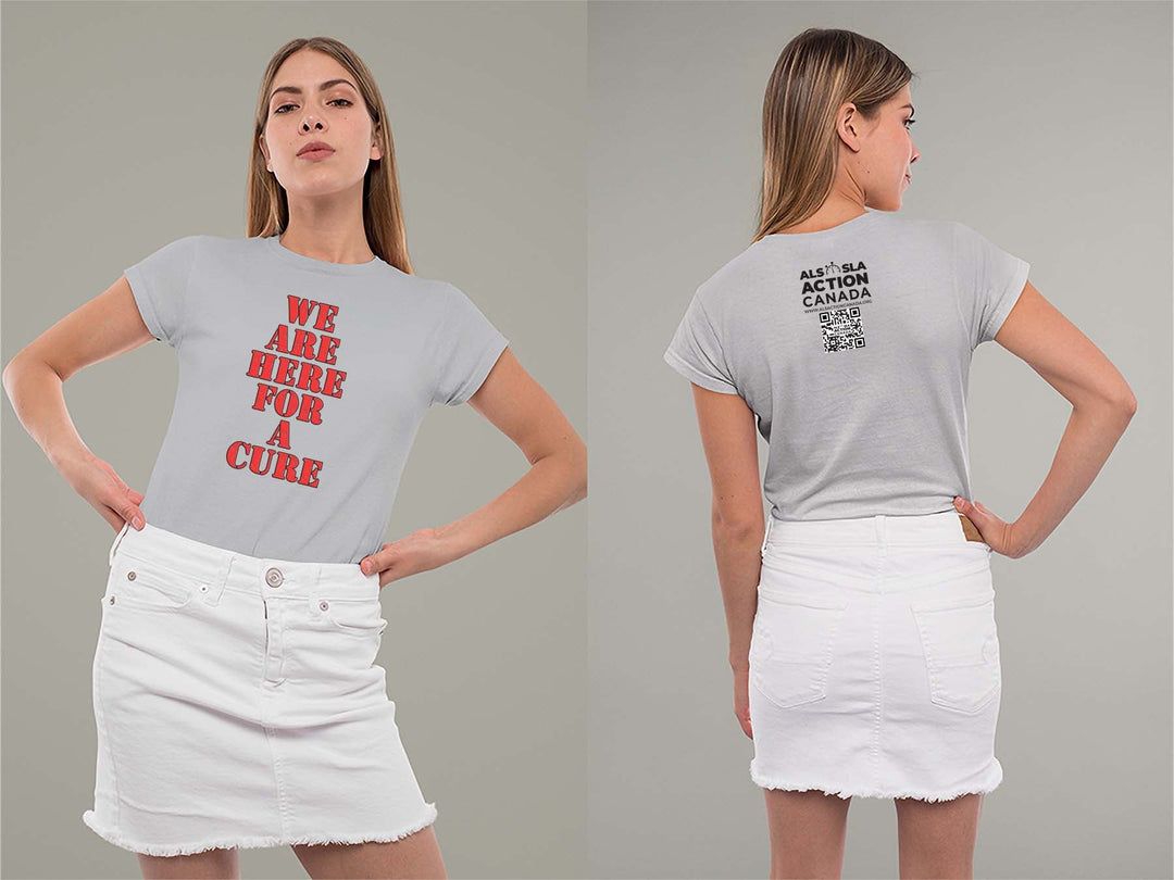 ALS Action Canada We are Here for a Cure Ladies Crew (Round) Neck Shirt Small Sport Grey