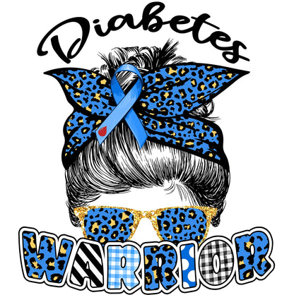 Diabetes Warrior Messy Bun Blue