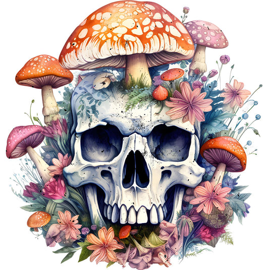 Skull Mushrooms Wild Flowers