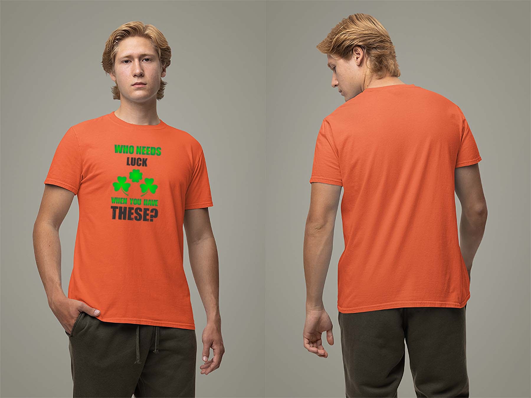 Who Needs Luck T-Shirt Small Orange