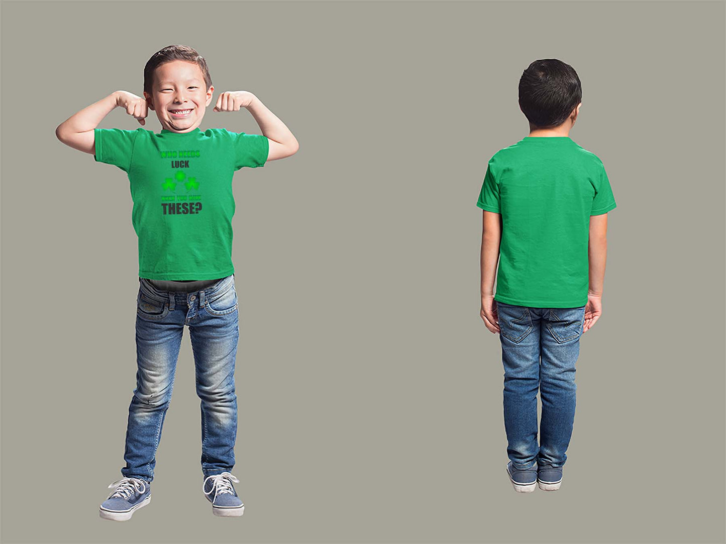 Who Needs Luck Youth T-Shirt Youth Small Irish Green