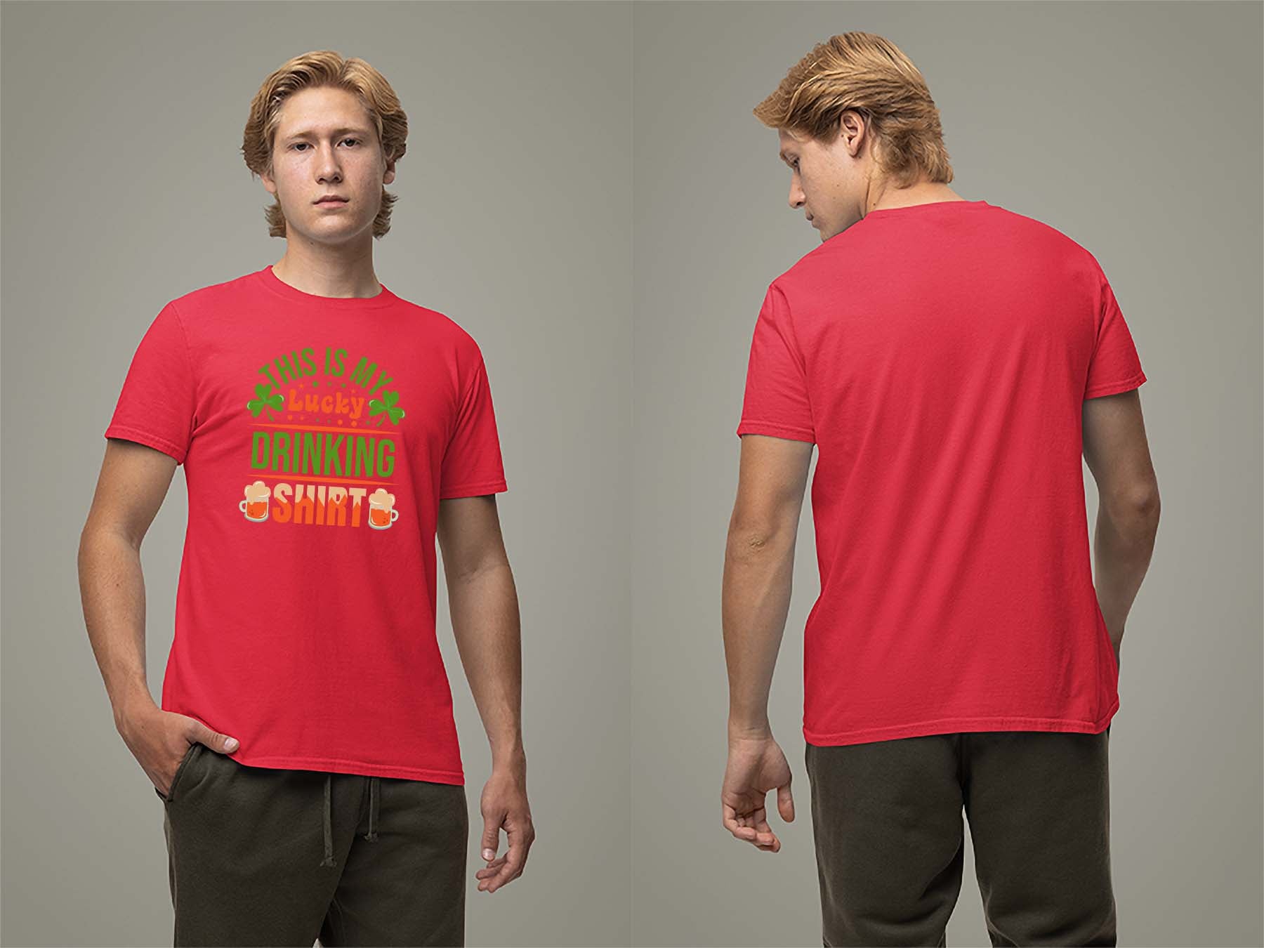 Lucky Drinking Shirt T-Shirt Small Red