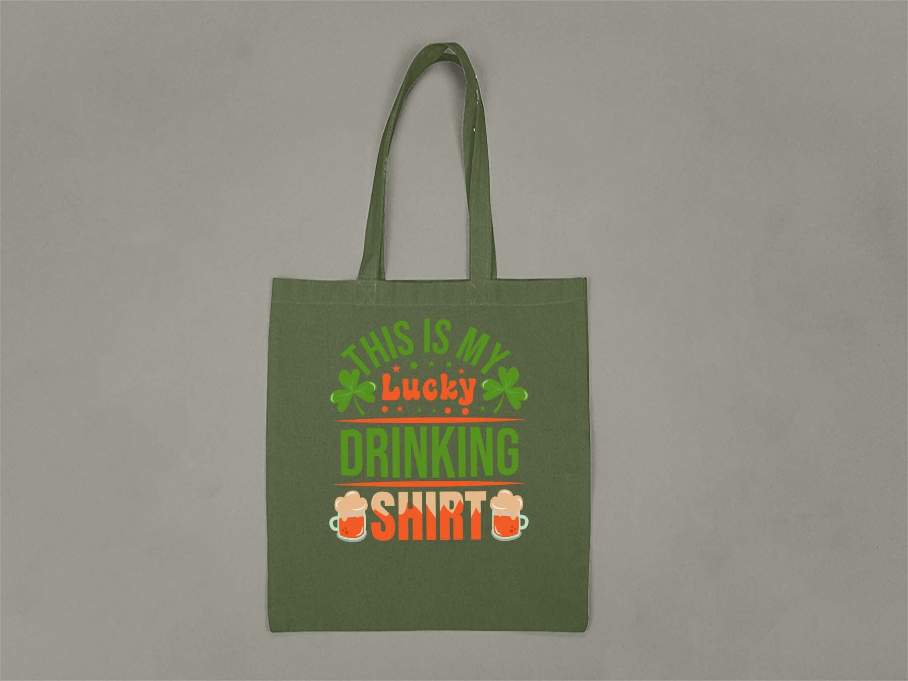 Lucky Drinking Shirt Tote Bag  Forest Green