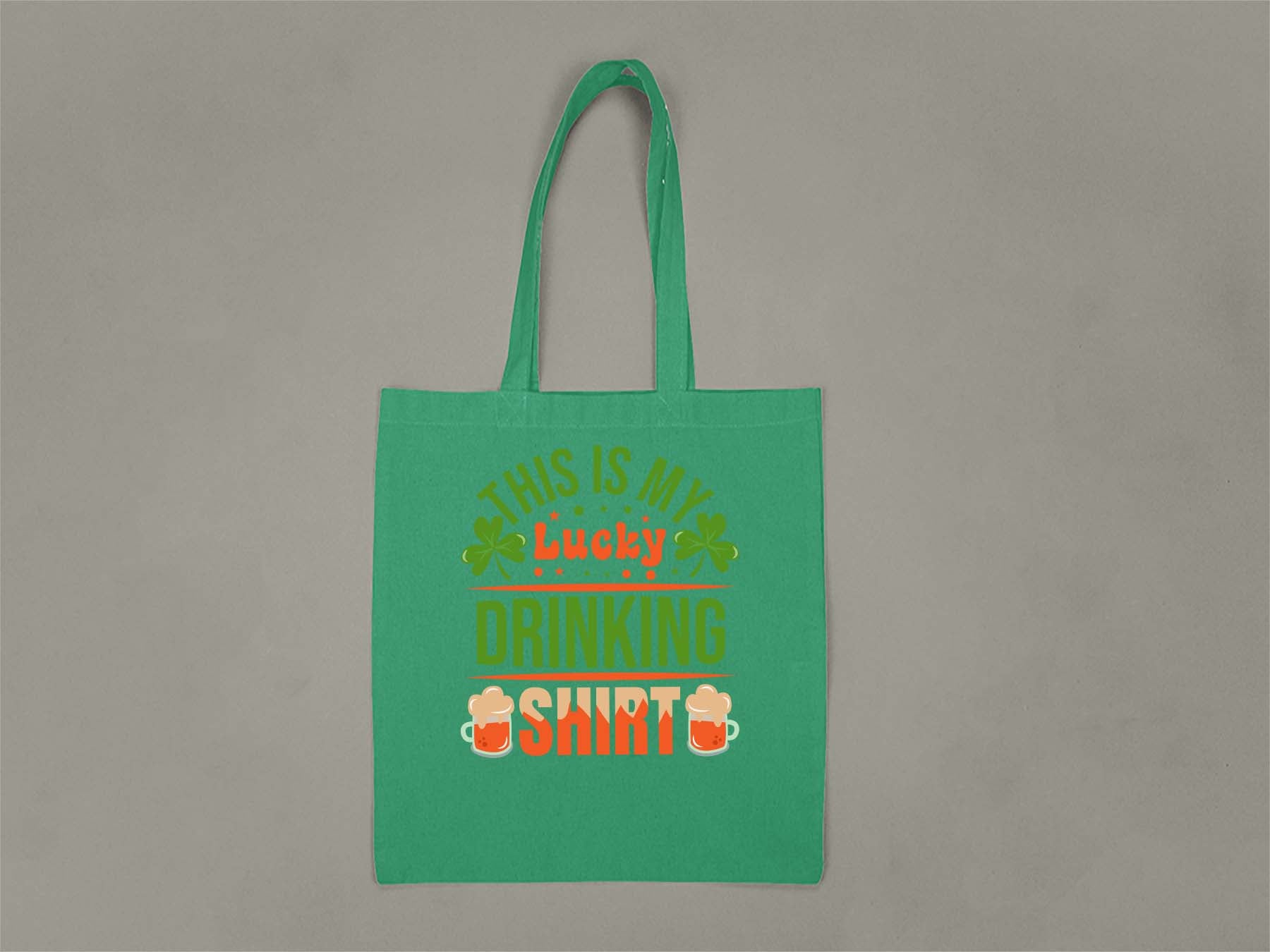 Lucky Drinking Shirt Tote Bag  Kelly Green