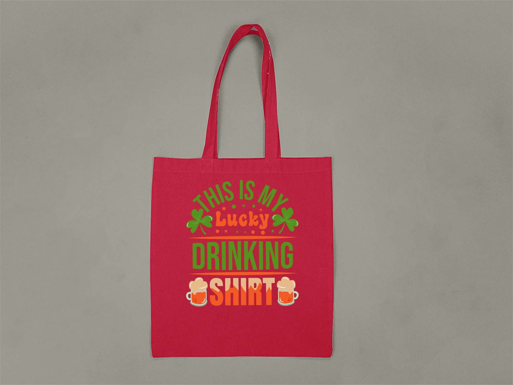 Lucky Drinking Shirt Tote Bag  Red