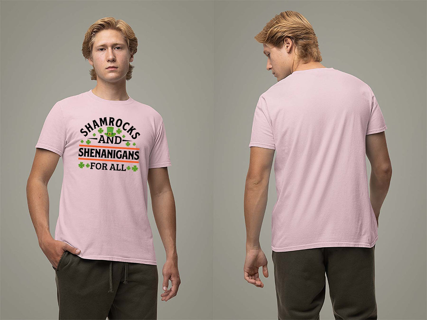 Shamrocks and Shenanigans T-Shirt Small Light Pink