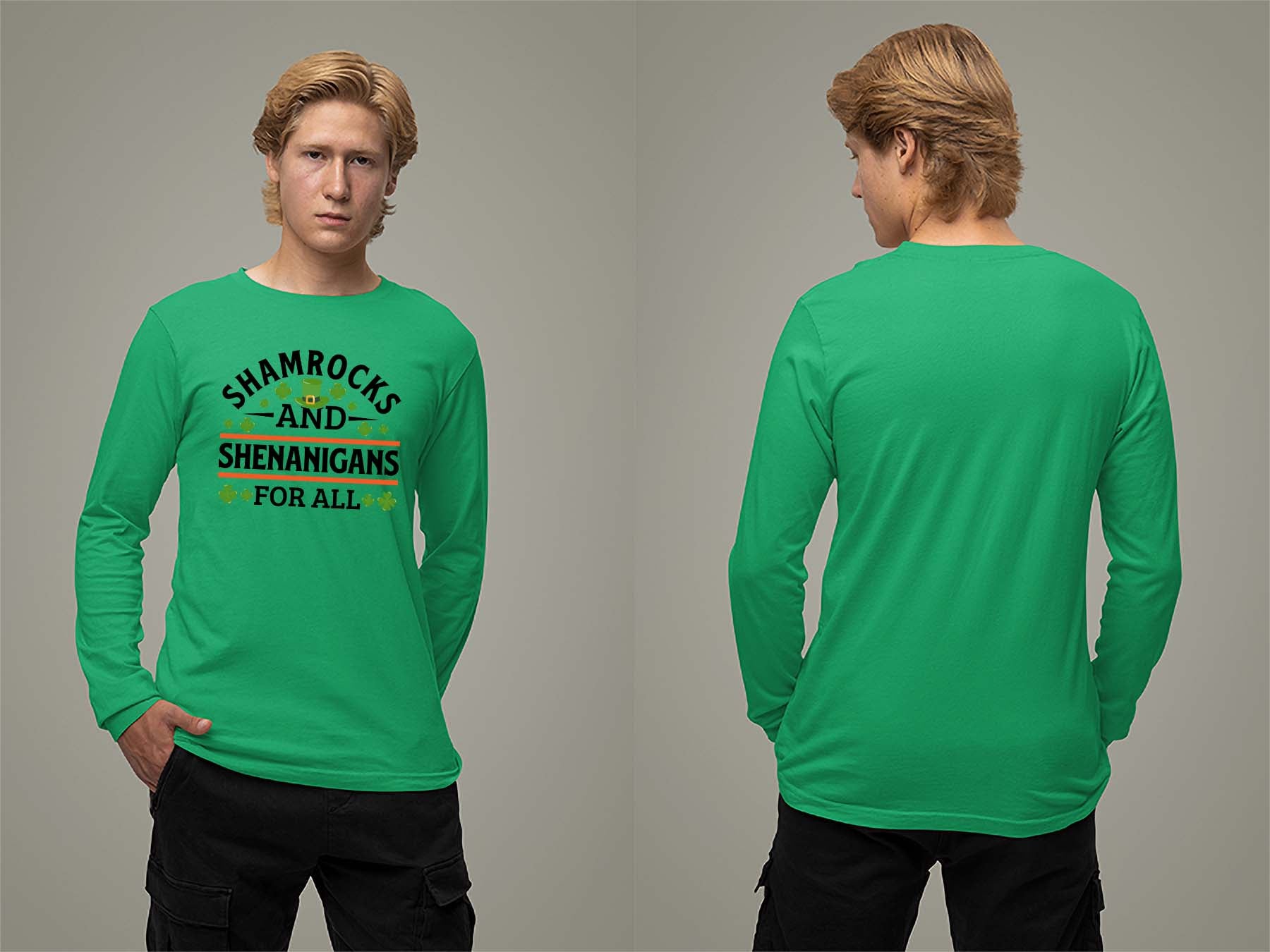 Shamrocks and Shenanigans Long Sleeve Small Irish Green