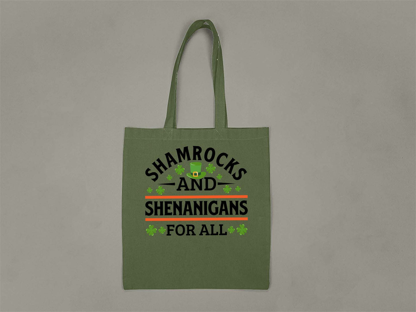 Shamrocks and Shenanigans Tote Bag  Forest Green