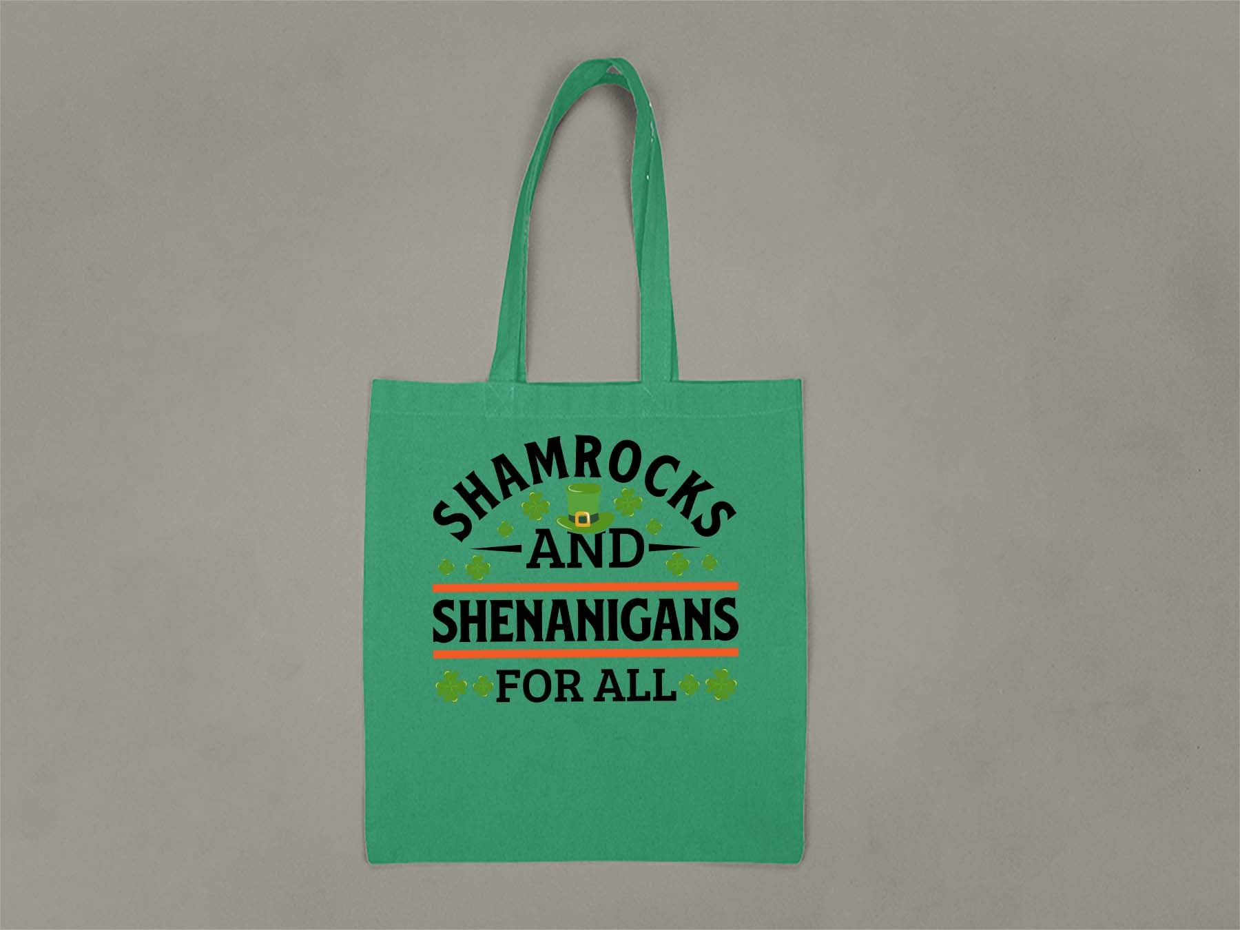 Shamrocks and Shenanigans Tote Bag  Kelly Green