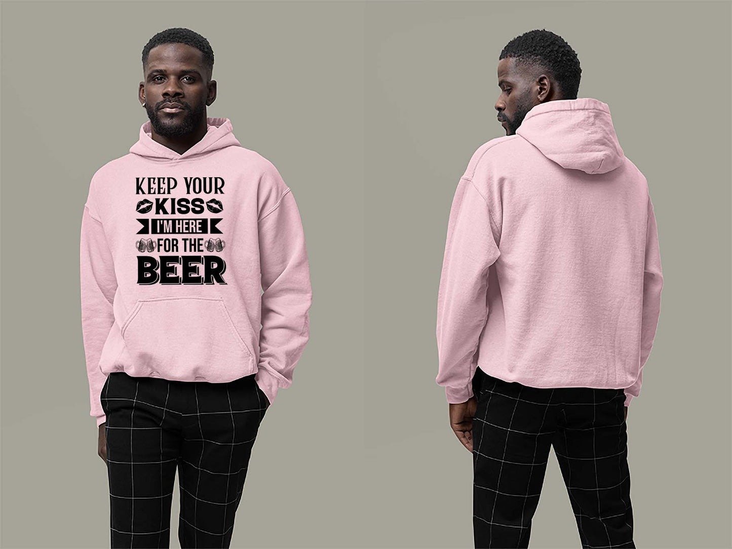 Keeps Your Kiss Hoodie Small Light Pink