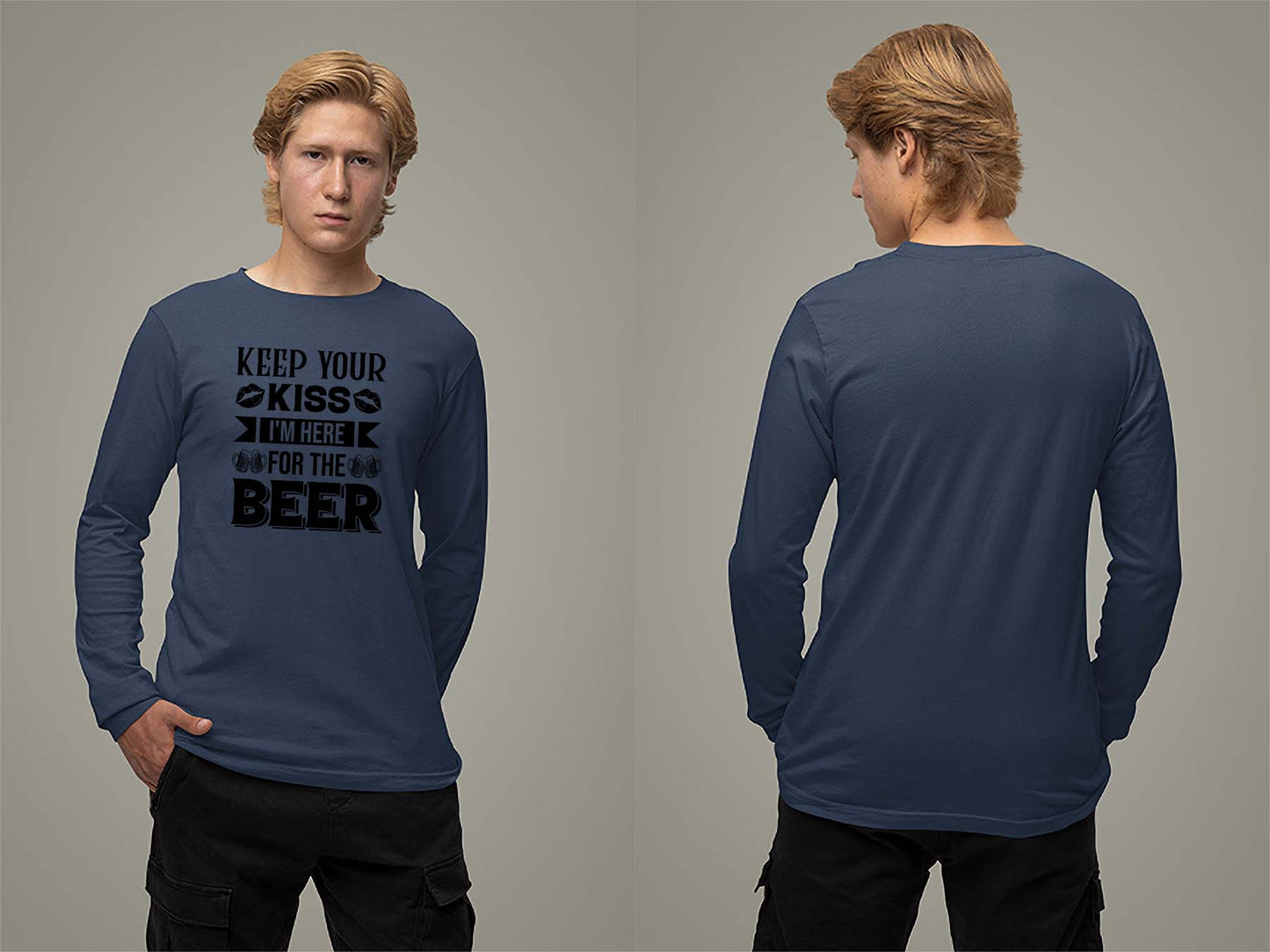 Keeps Your Kiss Long Sleeve Small Navy