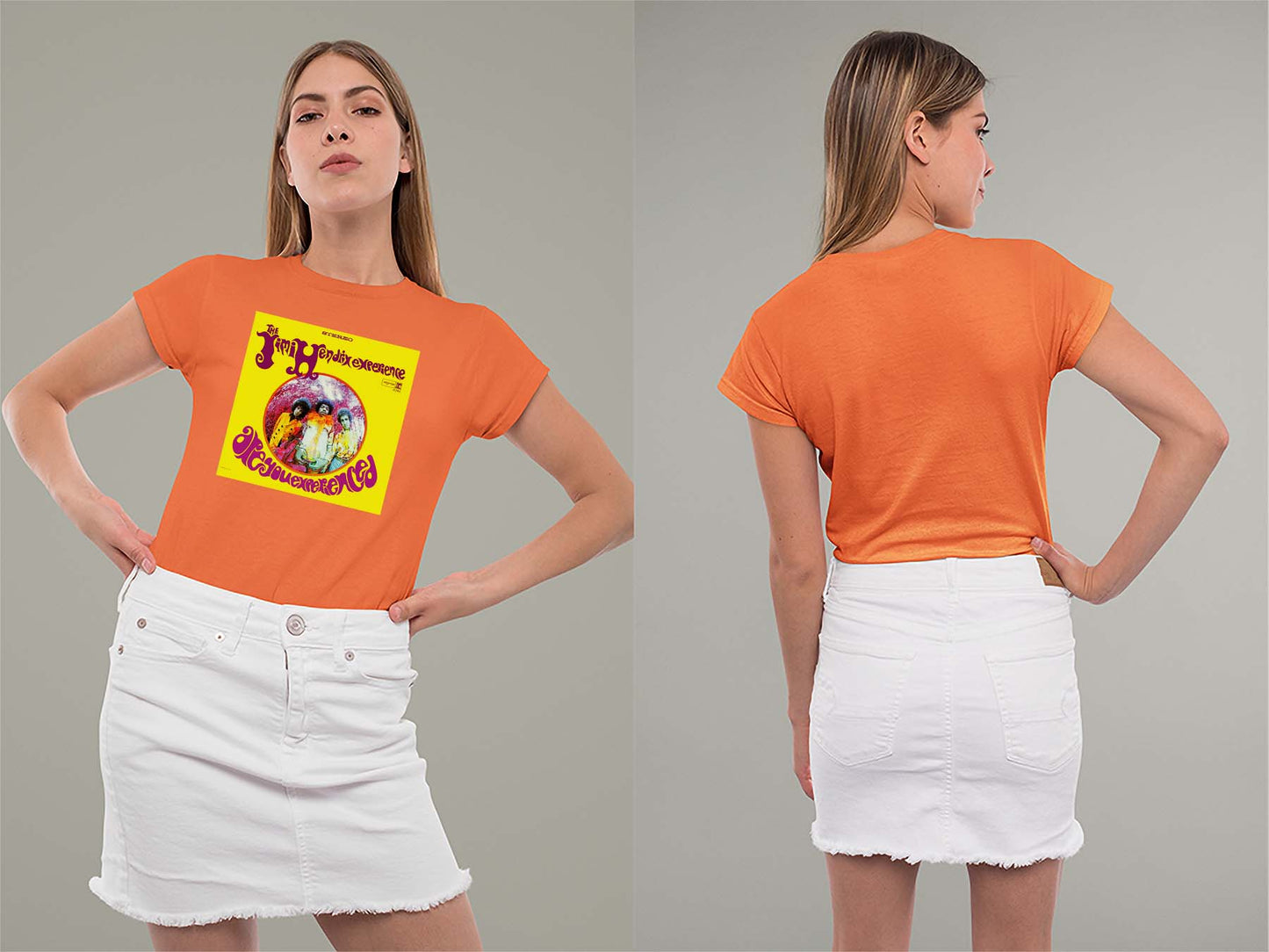 Are You Experienced Ladies Crew (Round) Neck Shirt Small Orange