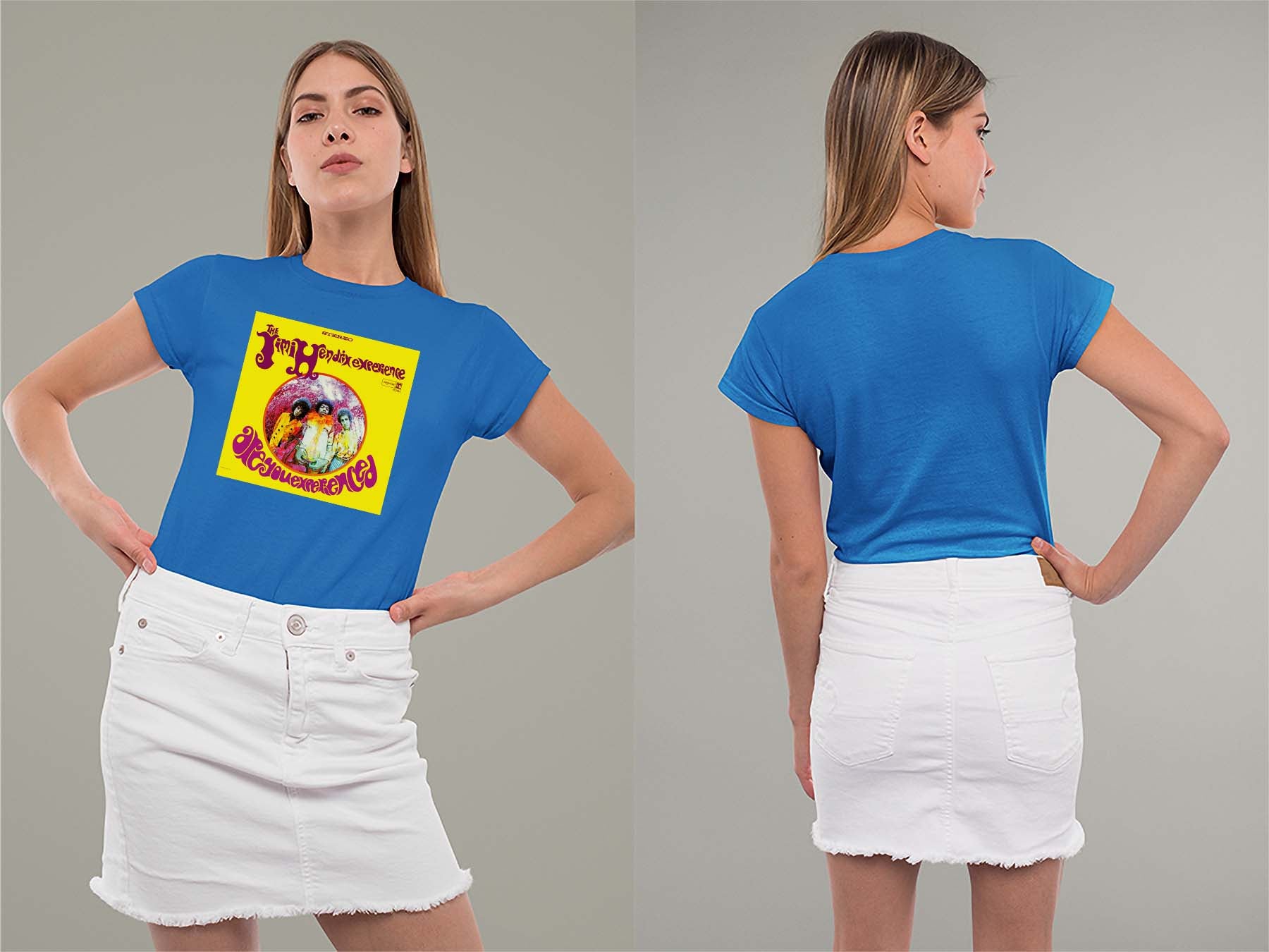 Are You Experienced Ladies Crew (Round) Neck Shirt Small Royal