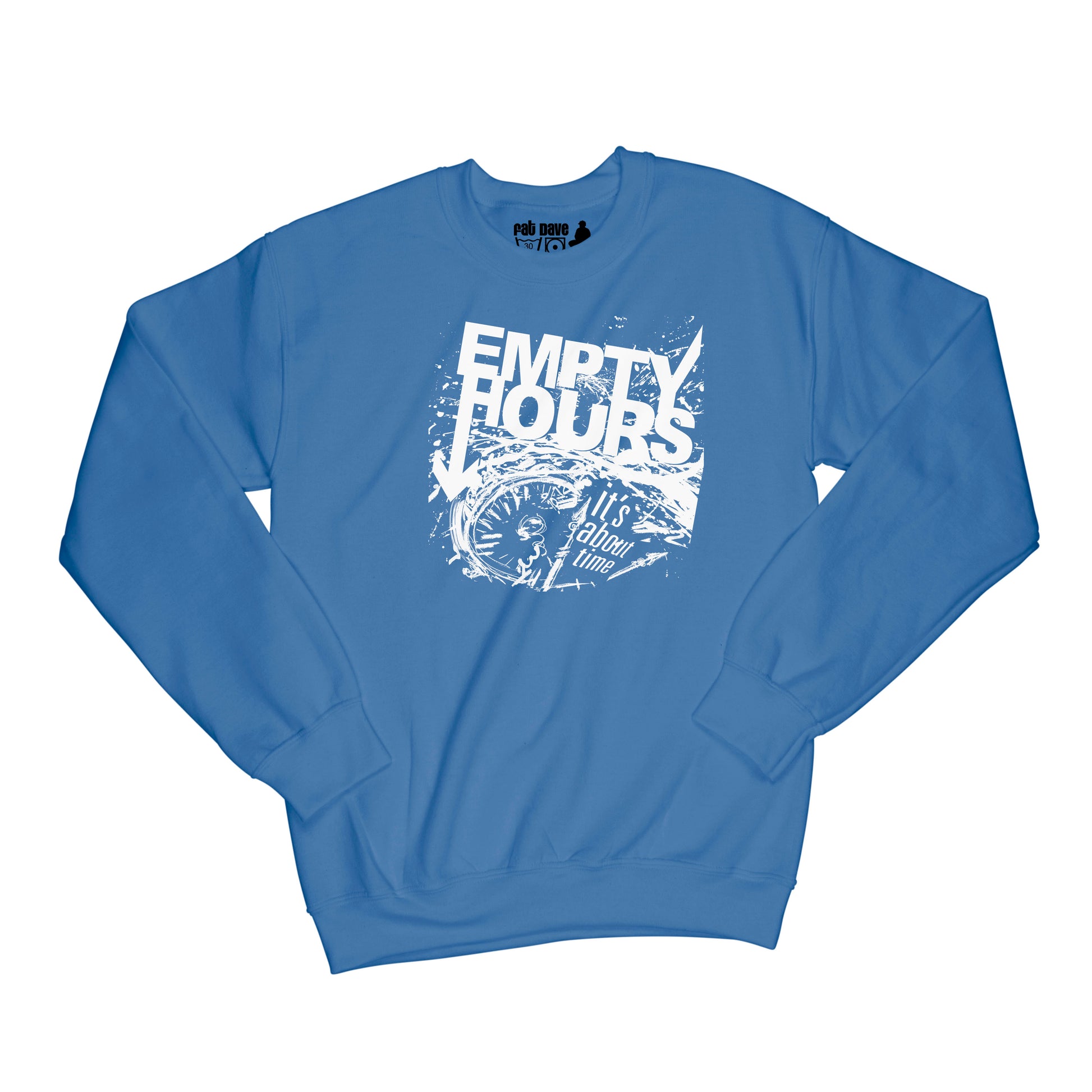 Brantford, Empty Hours, Fat Dave, It's About Time album cover, Musician, Sweatshirt, Royal Blue/White