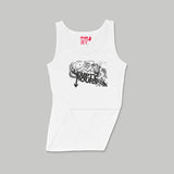 Band Logo, Brantford, Empty Hours, Fat Dave, Ladies Tank Top, Musician, White