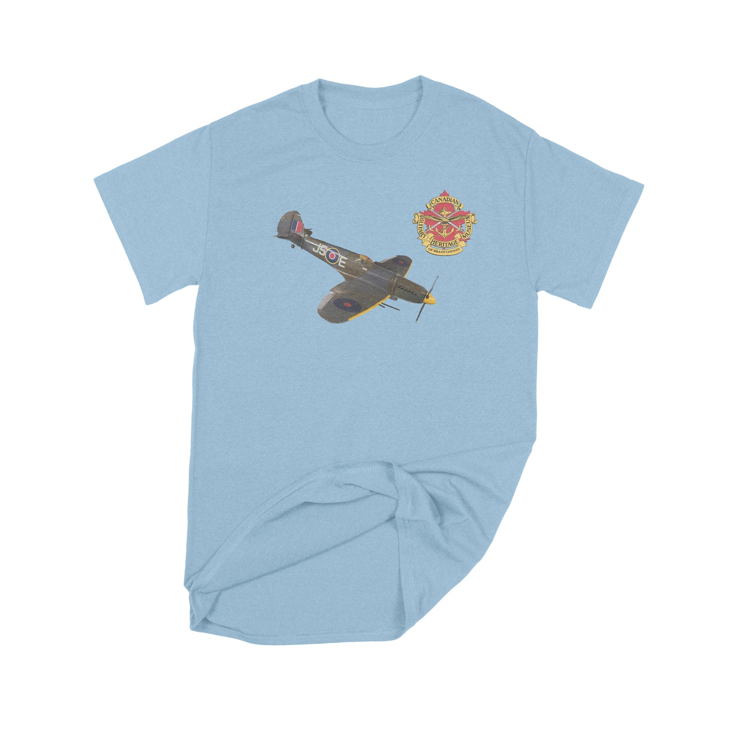 Brantford, Canadian Military Heritage Museum, Fat Dave, Museum, Spitfire, T-Shirt, Light Blue