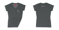 Avery Raquel Logo Ladies V-Neck Shirt Small Black