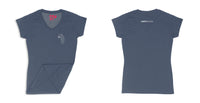 Avery Raquel Logo Ladies V-Neck Shirt Small Navy Blue