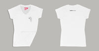 Avery Raquel Logo Ladies V-Neck Shirt Small White
