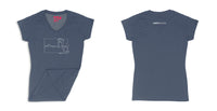 Avery Raquel Please Ladies V-Neck Shirt Small Navy Blue