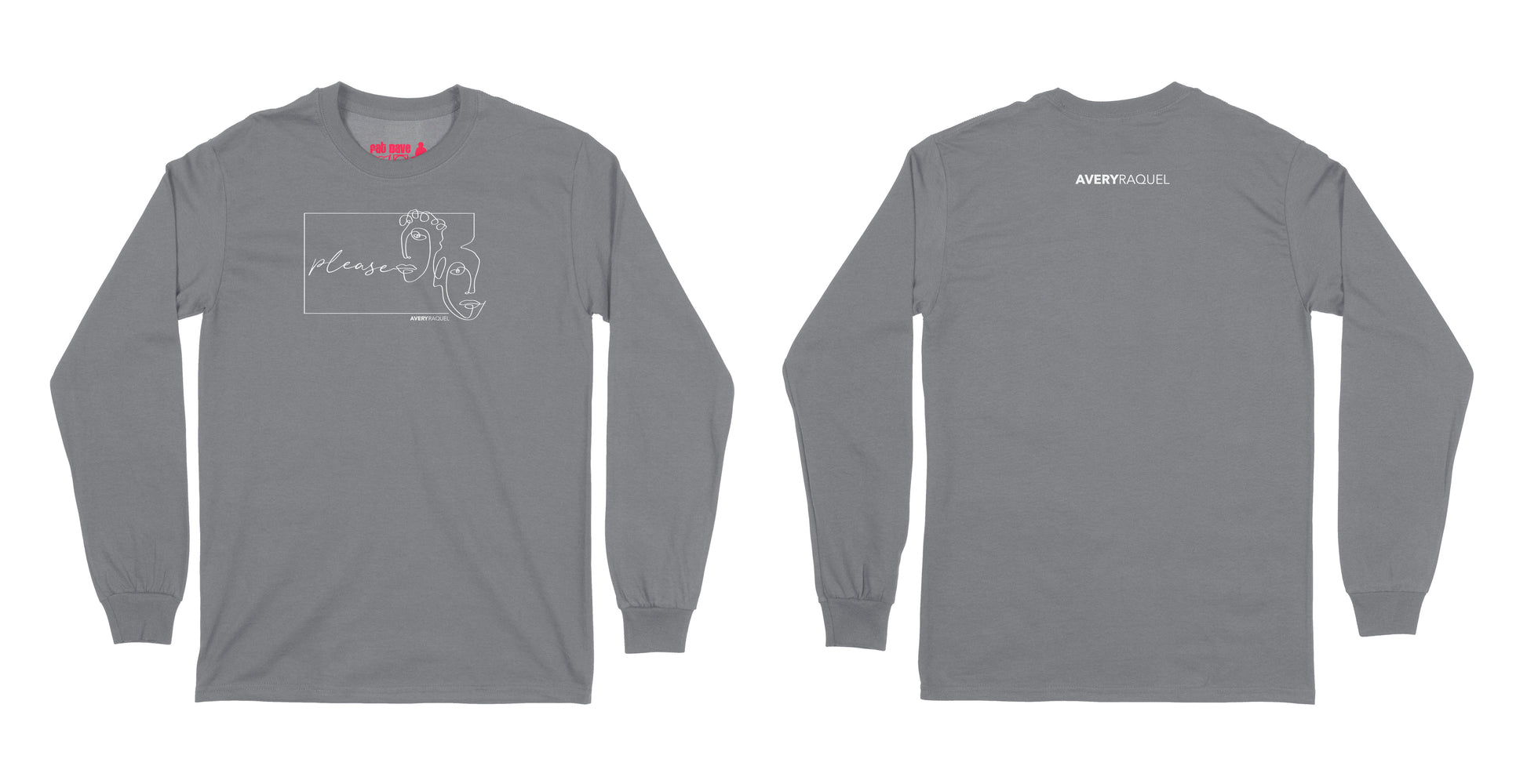 Avery Raquel Please Long Sleeve T-Shirt Small Charcoal