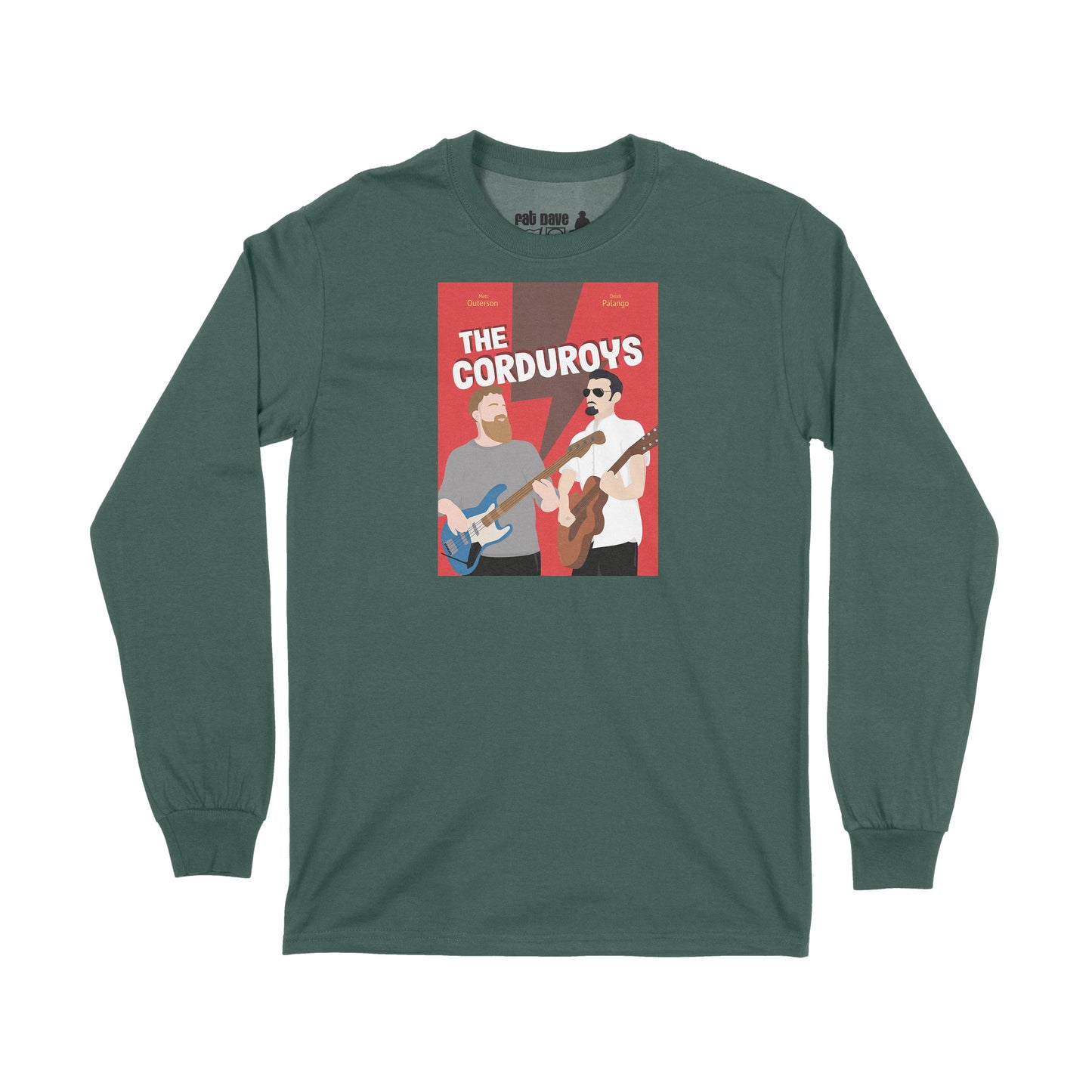 Brantford, Fat Dave, Long Sleeve T-Shirt, Musician, Poster, The Corduroys, Forest Green