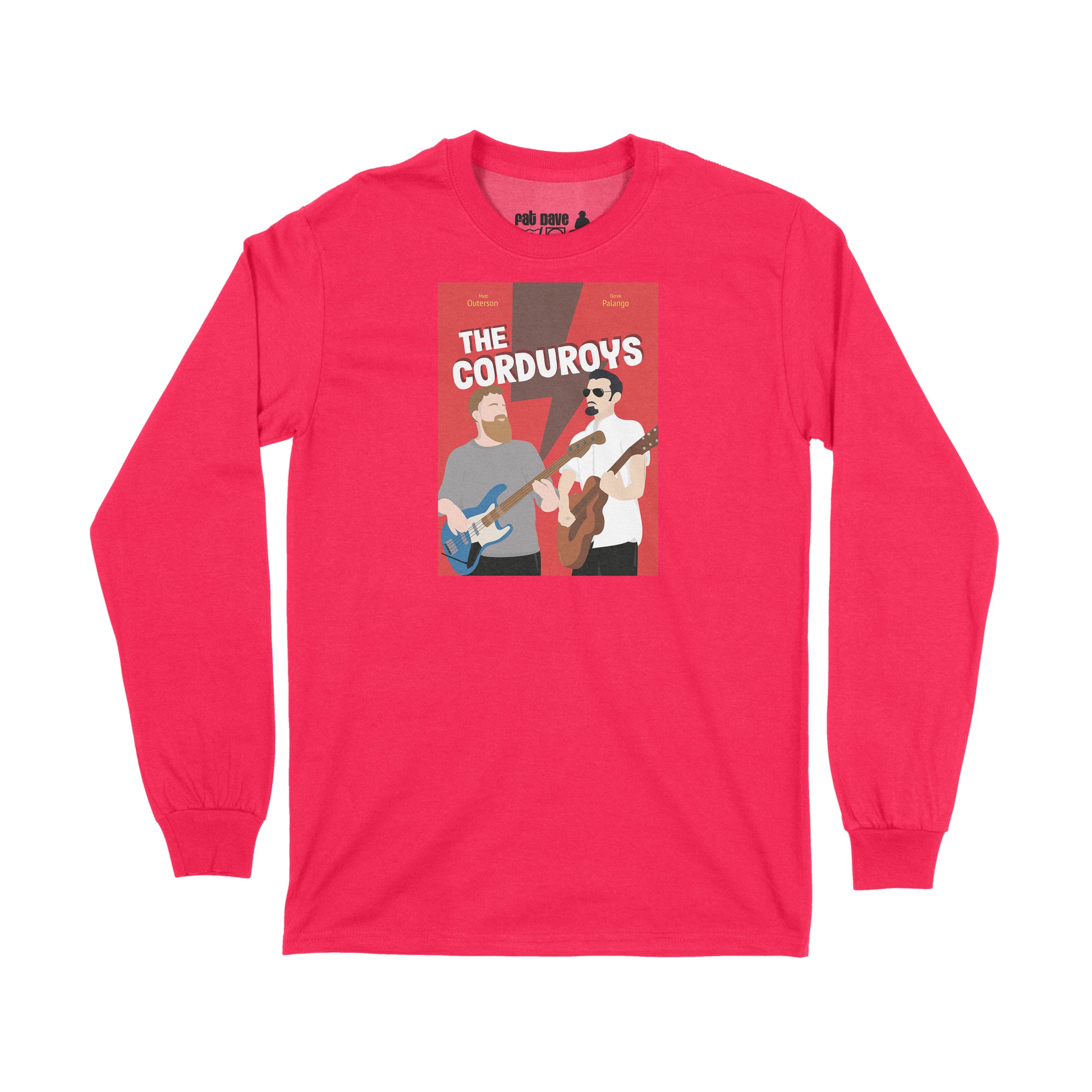 Brantford, Fat Dave, Long Sleeve T-Shirt, Musician, Poster, The Corduroys, Red