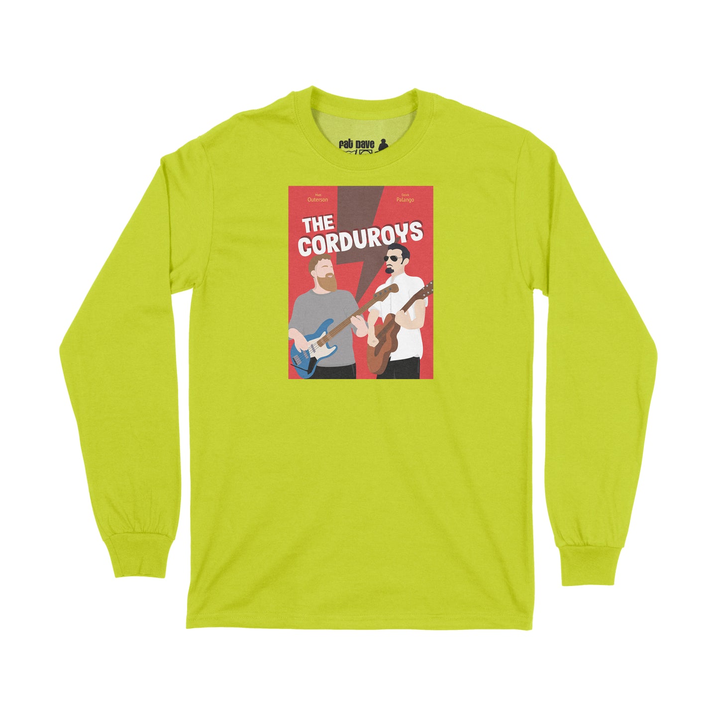 Brantford, Fat Dave, Long Sleeve T-Shirt, Musician, Poster, The Corduroys, Safety Green