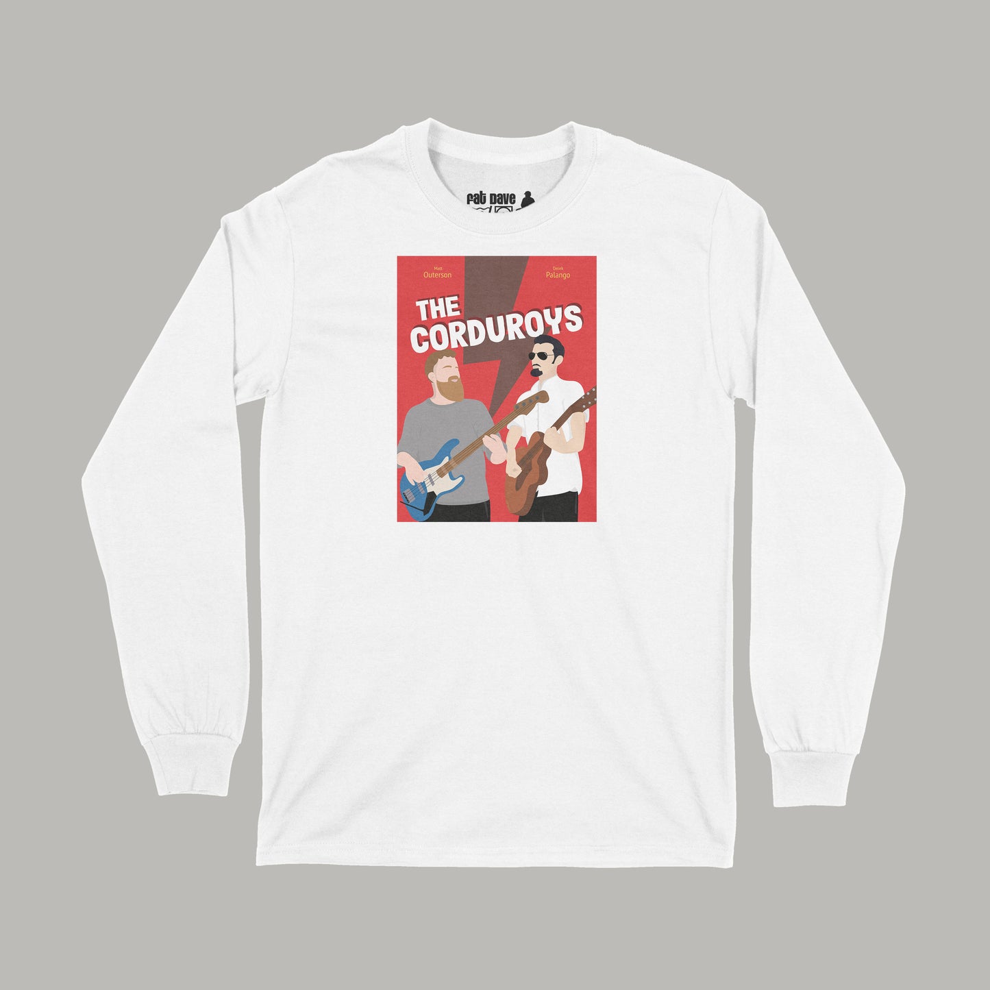 Brantford, Fat Dave, Long Sleeve T-Shirt, Musician, Poster, The Corduroys, White