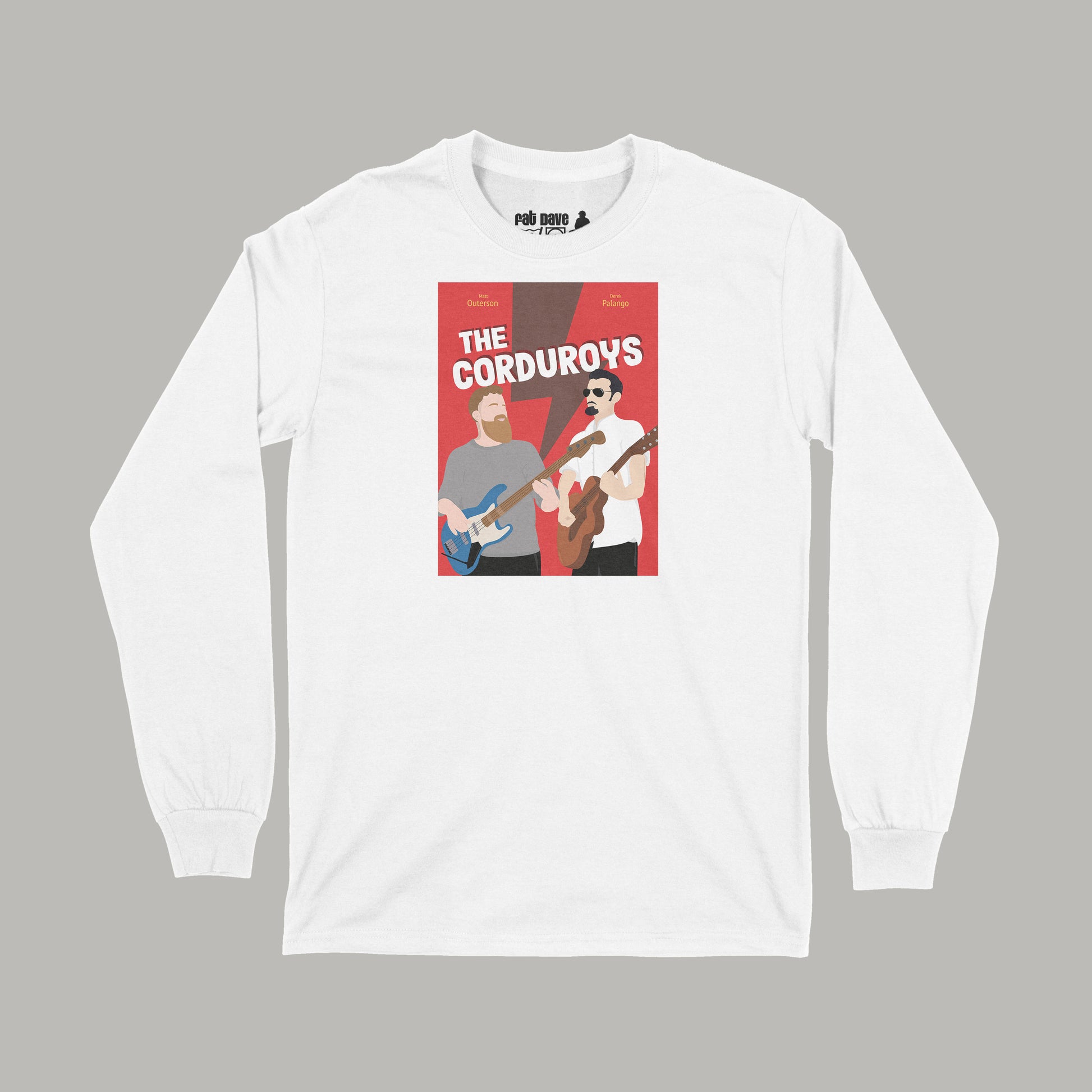 Brantford, Fat Dave, Long Sleeve T-Shirt, Musician, Poster, The Corduroys, White